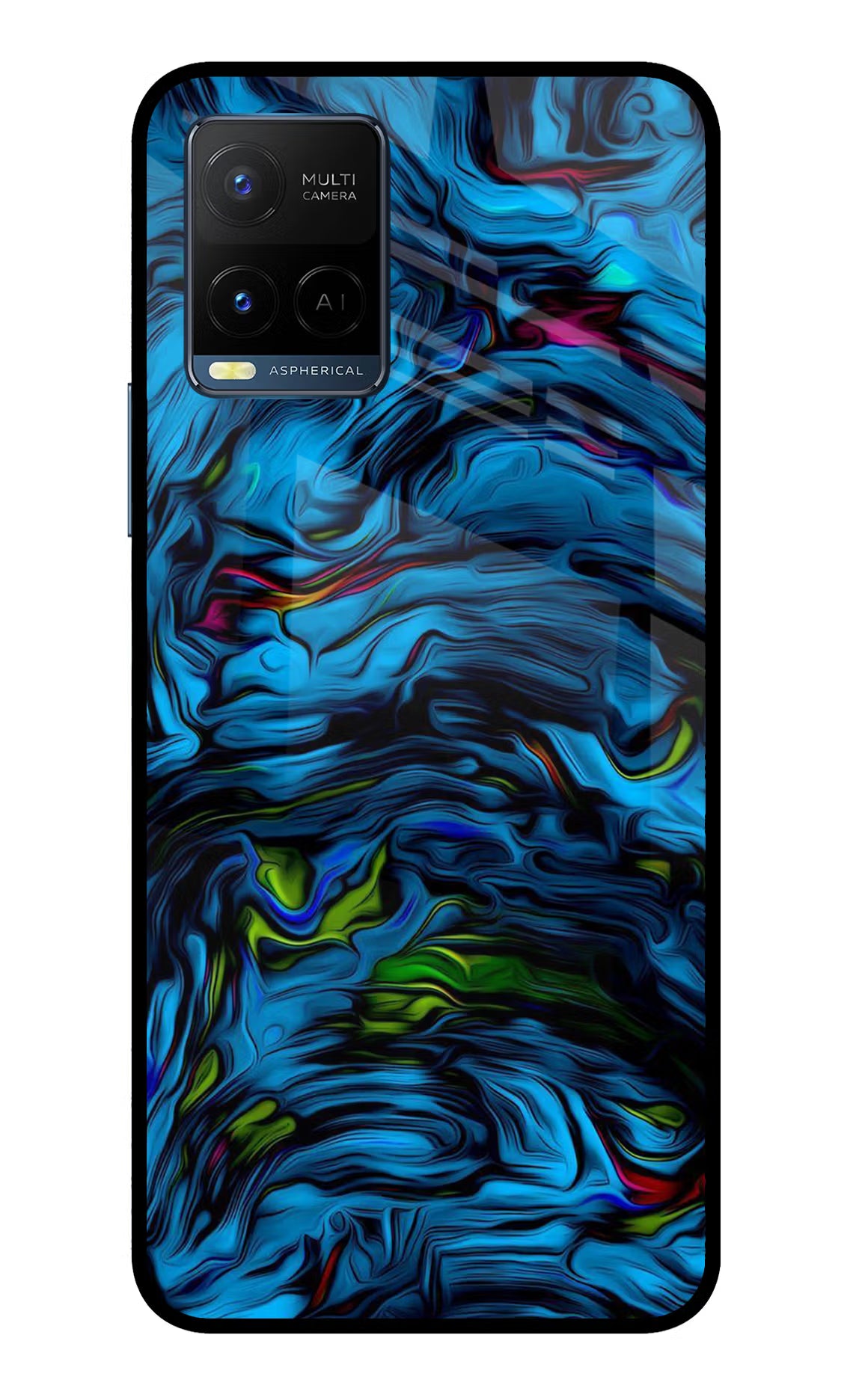 Dark Blue Abstract Vivo Y33T Glass Case - Dark Blue Abstract Vivo Y33T Glass Case Dark Blue Abstract Vivo Y33T Glass Case