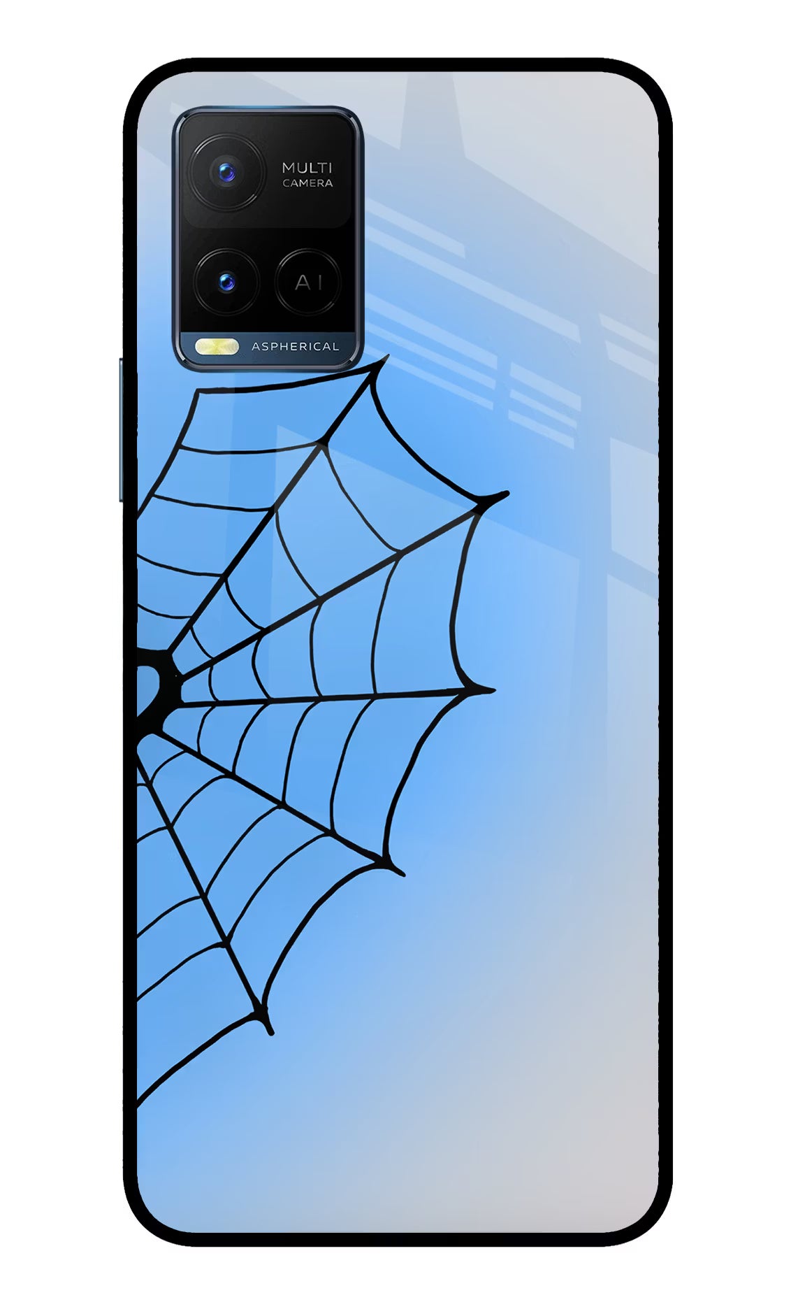 Blue Web Vivo Y33T Glass Case - Blue Web Vivo Y33T Glass Case Blue Web Vivo Y33T Glass Case