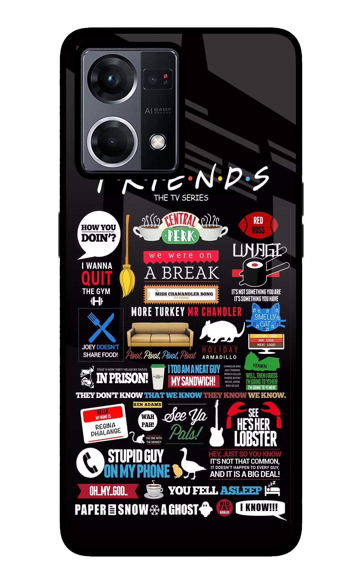 FRIENDS Oppo F21 Pro 4G Back Cover - FRIENDS Oppo F21 Pro 4G Glass Case Back Cover by Casekaro FRIENDS Oppo F21 Pro 4G Glass Case Back Cover by Casekaro