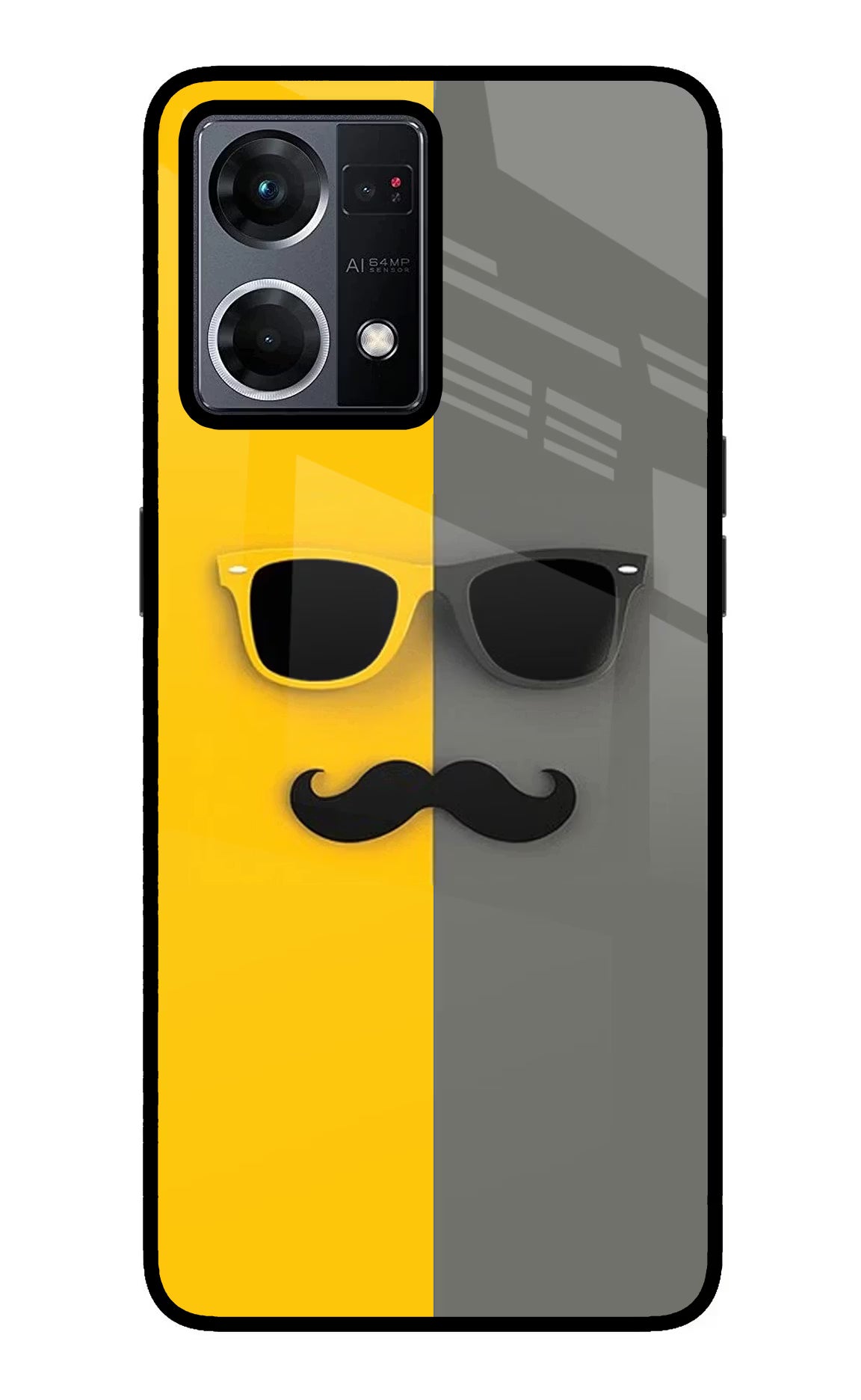 Sunglasses with Mustache Oppo F21 Pro 4G Glass Case - Sunglasses with Mustache Oppo F21 Pro 4G Glass Case Sunglasses with Mustache Oppo F21 Pro 4G Glass Case