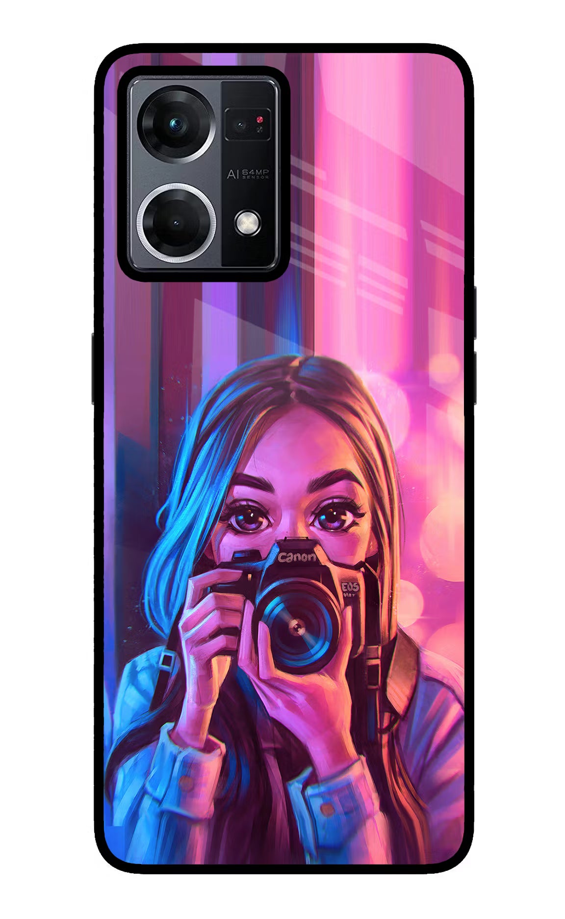 Girl Photographer Oppo F21 Pro 4G Back Cover - Girl Photographer Oppo F21 Pro 4G Glass Case Back Cover by Casekaro Girl Photographer Oppo F21 Pro 4G Glass Case Back Cover by Casekaro