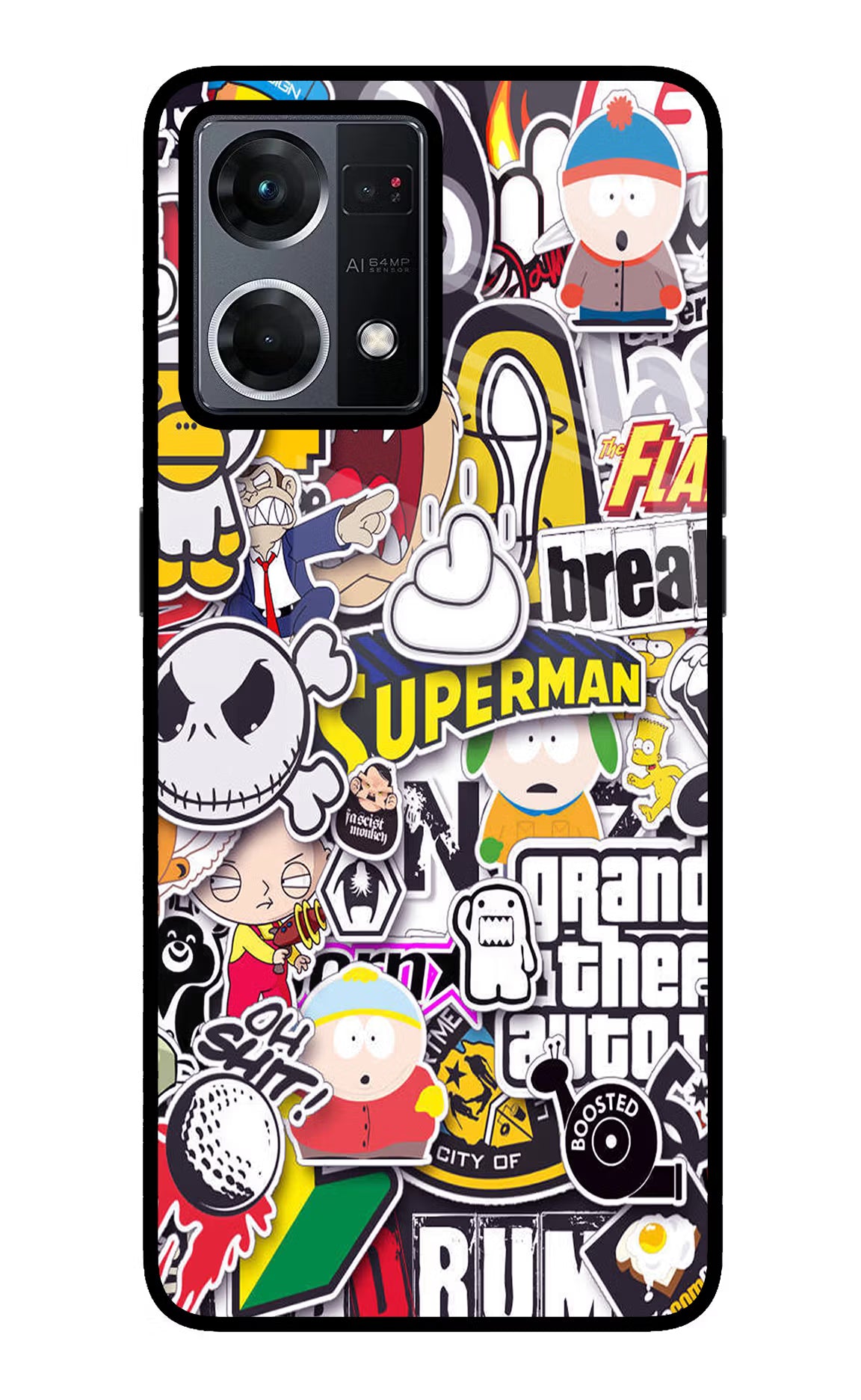 Sticker Bomb Oppo F21 Pro 4G Glass Case - Sticker Bomb Oppo F21 Pro 4G Glass Case Sticker Bomb Oppo F21 Pro 4G Glass Case