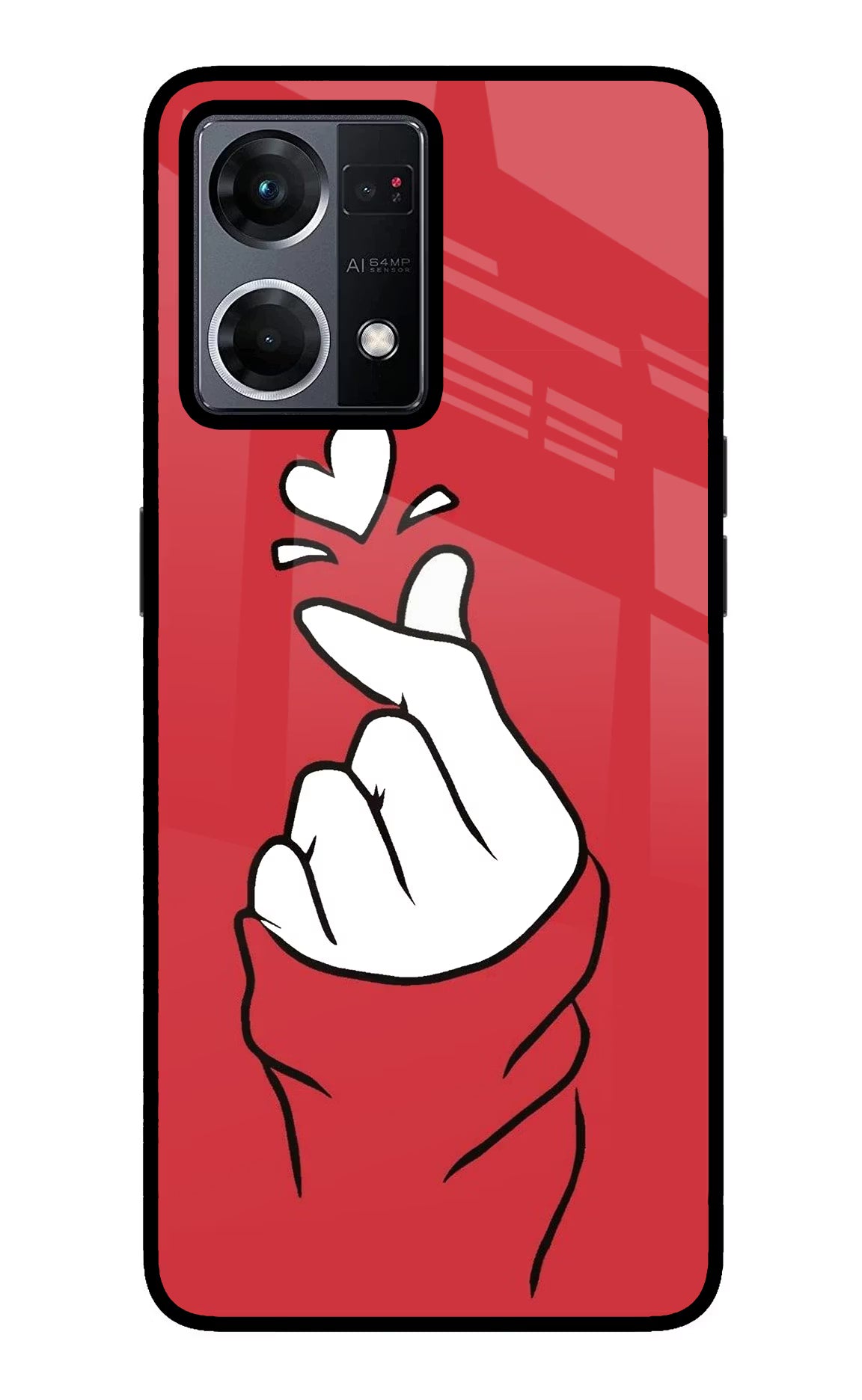 Korean Love Sign Oppo F21 Pro 4G Back Cover - Korean Love Sign Oppo F21 Pro 4G Glass Case Back Cover by Casekaro Korean Love Sign Oppo F21 Pro 4G Glass Case Back Cover by Casekaro