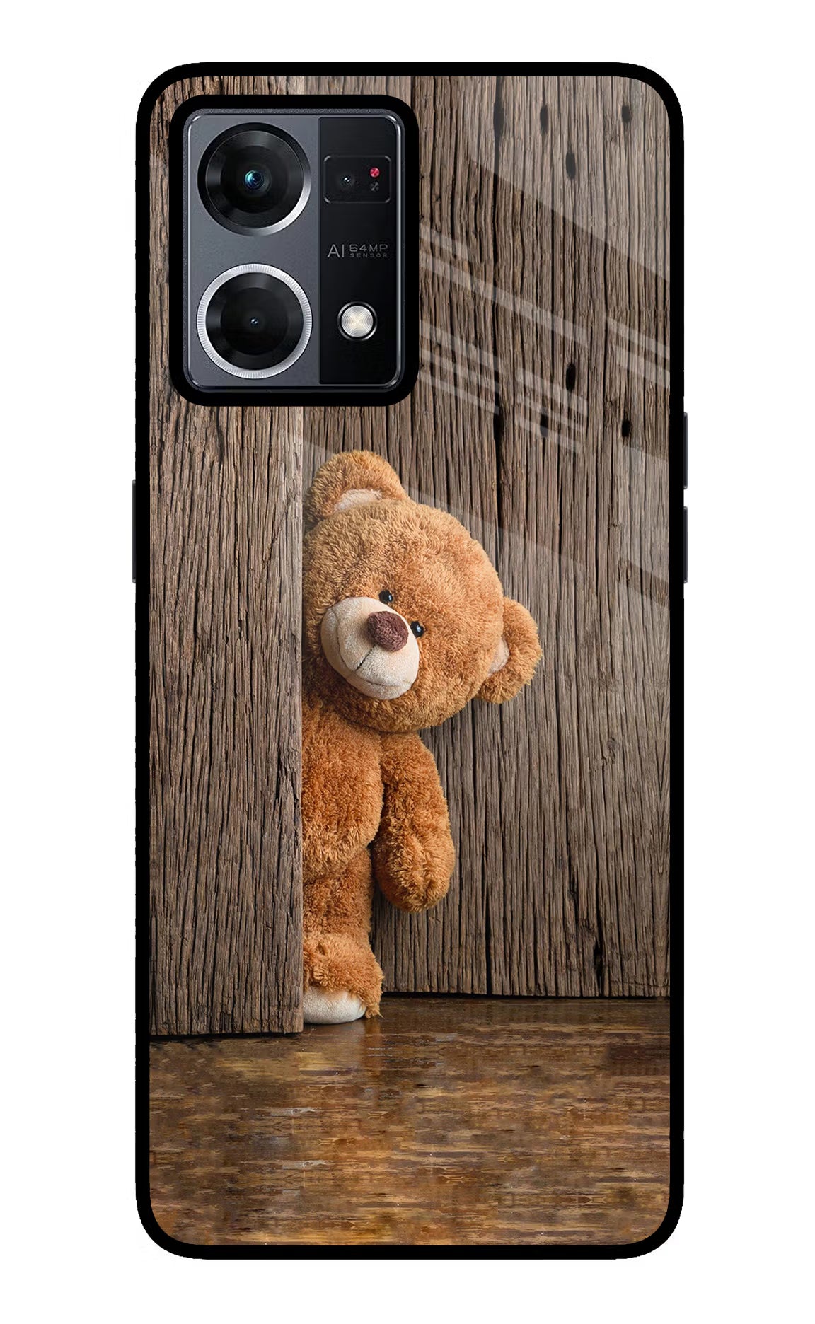 Teddy Wooden Oppo F21 Pro 4G Back Cover - Teddy Wooden Oppo F21 Pro 4G Glass Case Back Cover by Casekaro Teddy Wooden Oppo F21 Pro 4G Glass Case Back Cover by Casekaro