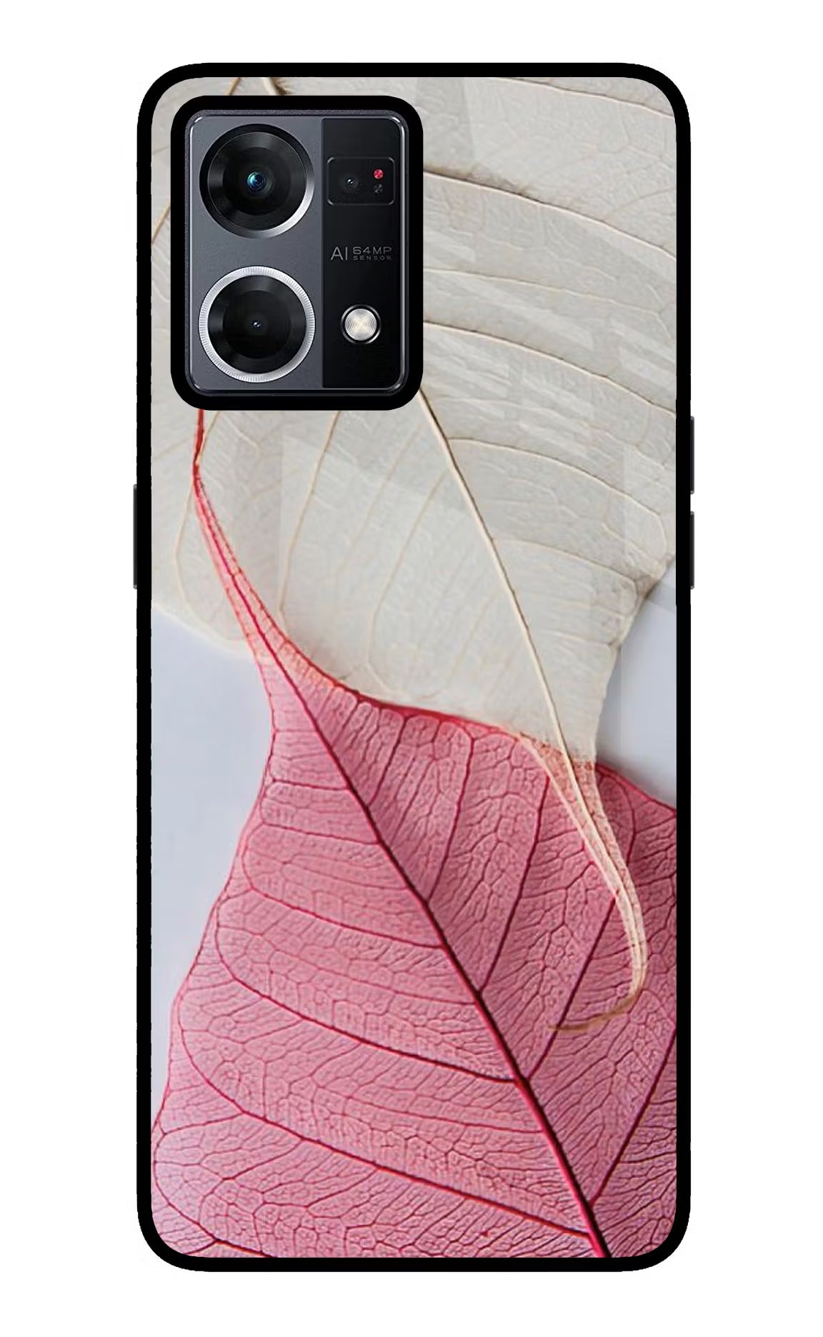 White Pink Leaf Oppo F21 Pro 4G Glass Case - White Pink Leaf Oppo F21 Pro 4G Glass Case White Pink Leaf Oppo F21 Pro 4G Glass Case