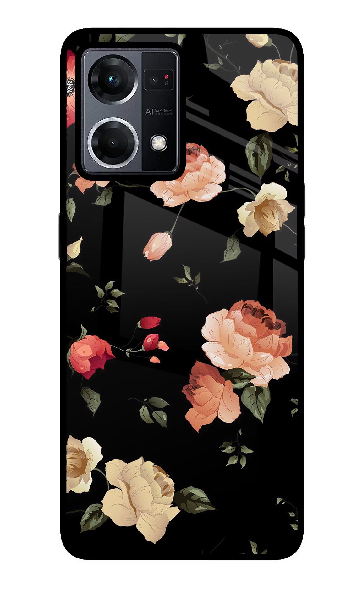 Flowers Oppo F21 Pro 4G Back Cover - Flowers Oppo F21 Pro 4G Glass Case Back Cover by Casekaro Flowers Oppo F21 Pro 4G Glass Case Back Cover by Casekaro