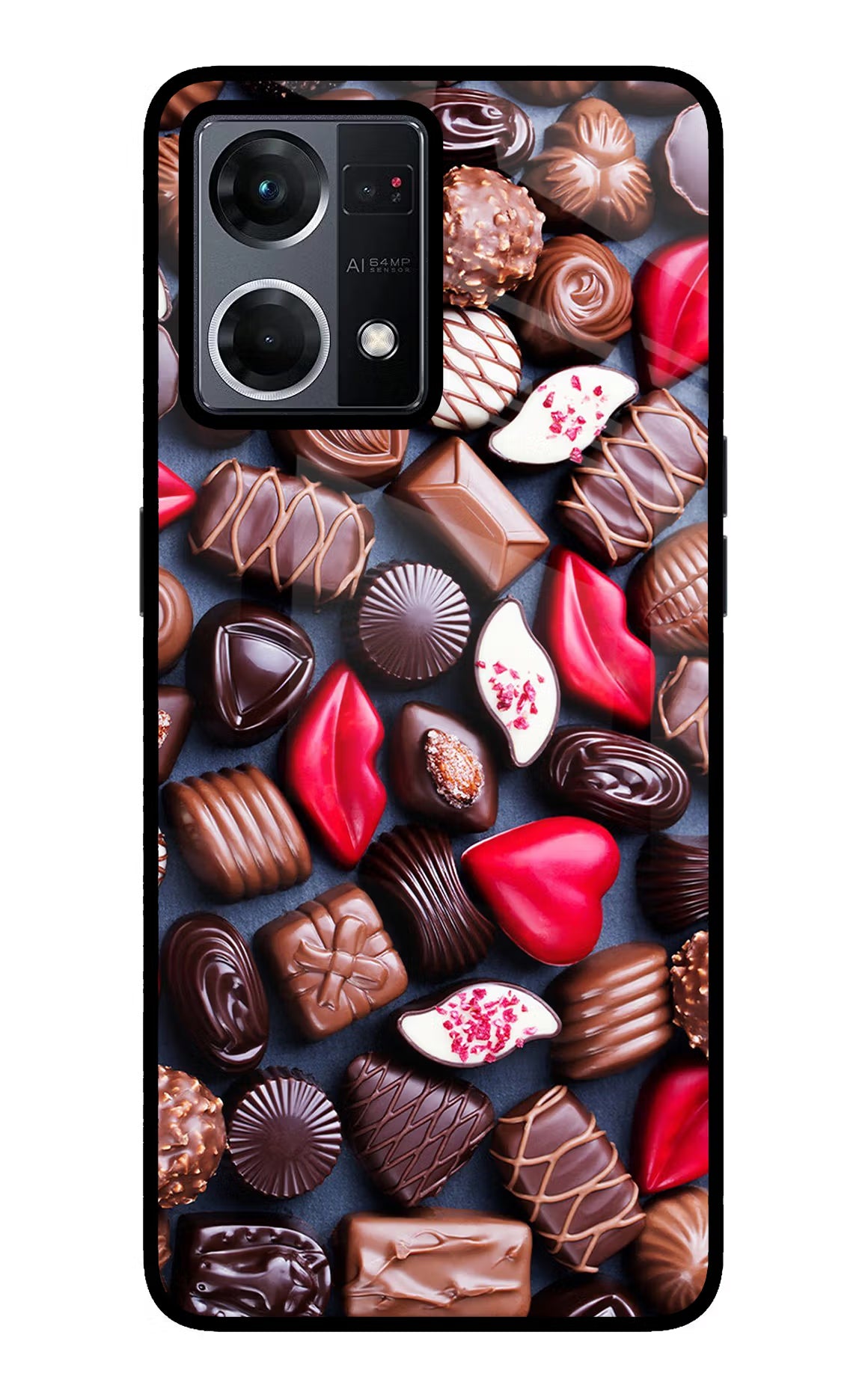 Chocolates Oppo F21 Pro 4G Back Cover - Chocolates Oppo F21 Pro 4G Glass Case Back Cover by Casekaro Chocolates Oppo F21 Pro 4G Glass Case Back Cover by Casekaro