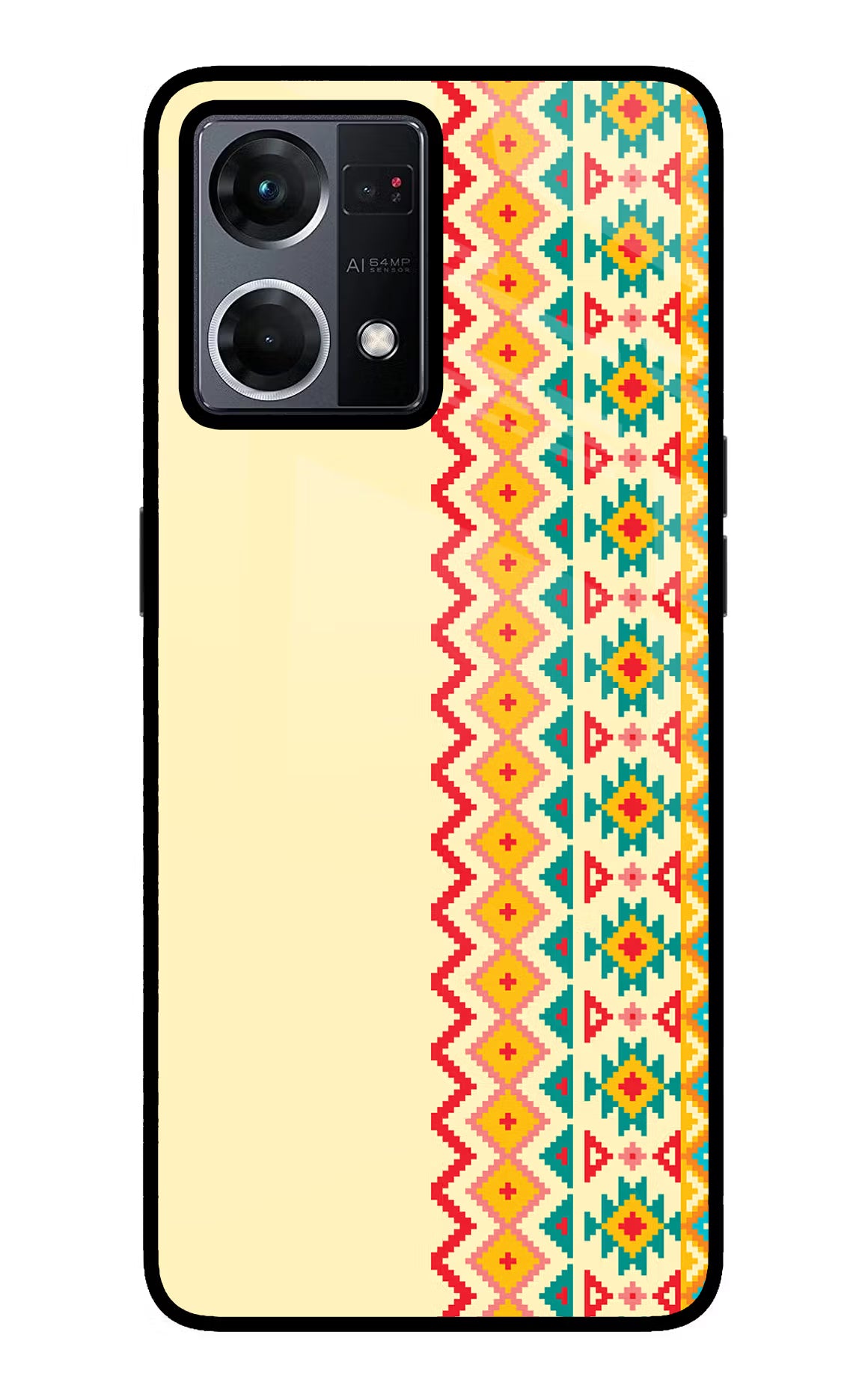 Ethnic Seamless Oppo F21 Pro 4G Back Cover - Ethnic Seamless Oppo F21 Pro 4G Glass Case Back Cover by Casekaro Ethnic Seamless Oppo F21 Pro 4G Glass Case Back Cover by Casekaro