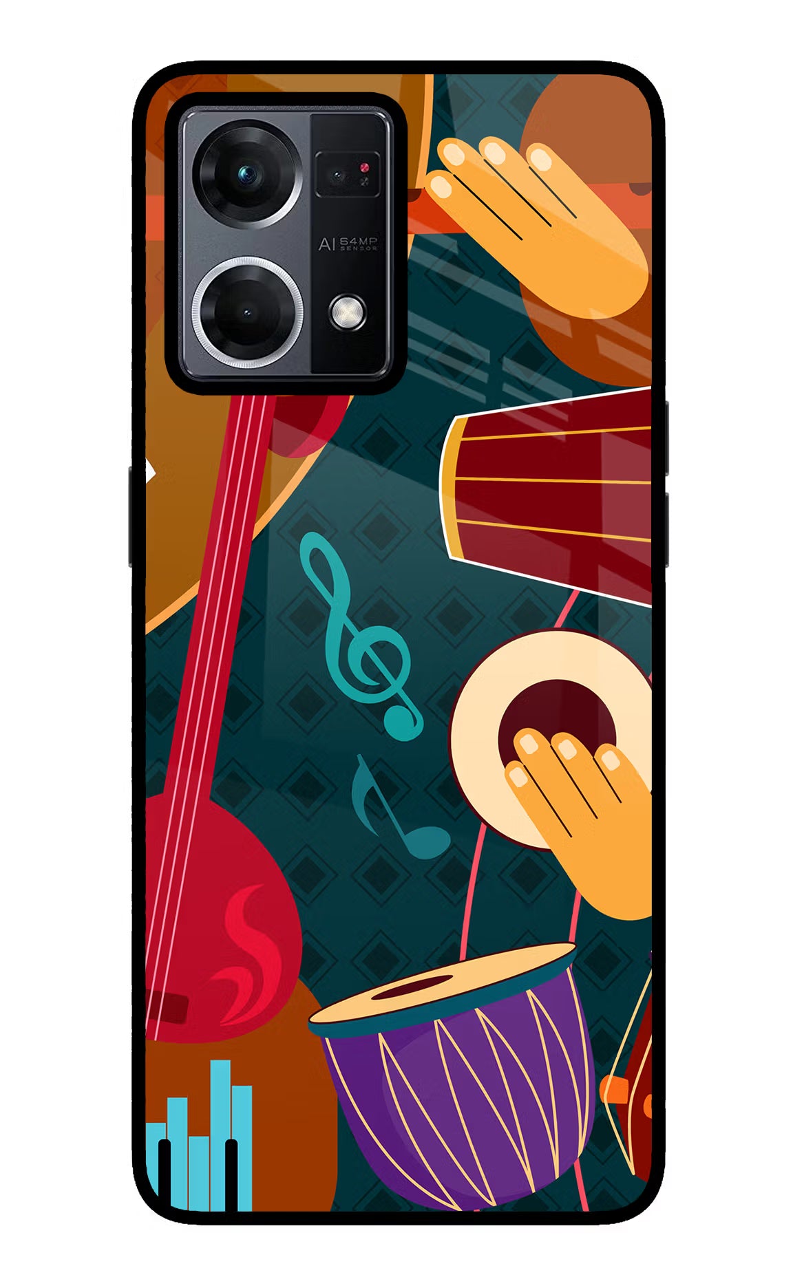Music Instrument Oppo F21 Pro 4G Back Cover - Music Instrument Oppo F21 Pro 4G Glass Case Back Cover by Casekaro Music Instrument Oppo F21 Pro 4G Glass Case Back Cover by Casekaro