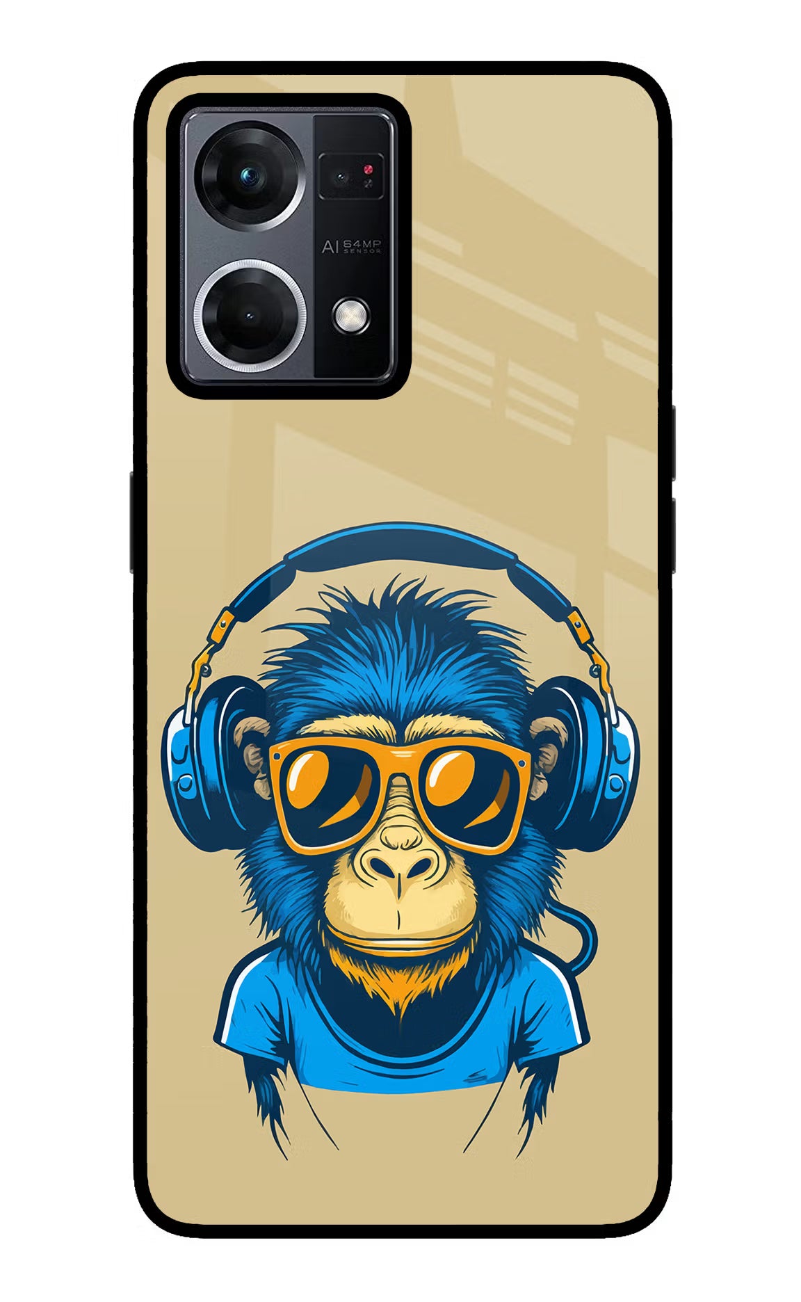 Monkey Headphone Oppo F21 Pro 4G Back Cover - Monkey Headphone Oppo F21 Pro 4G Glass Case Back Cover by Casekaro Monkey Headphone Oppo F21 Pro 4G Glass Case Back Cover by Casekaro