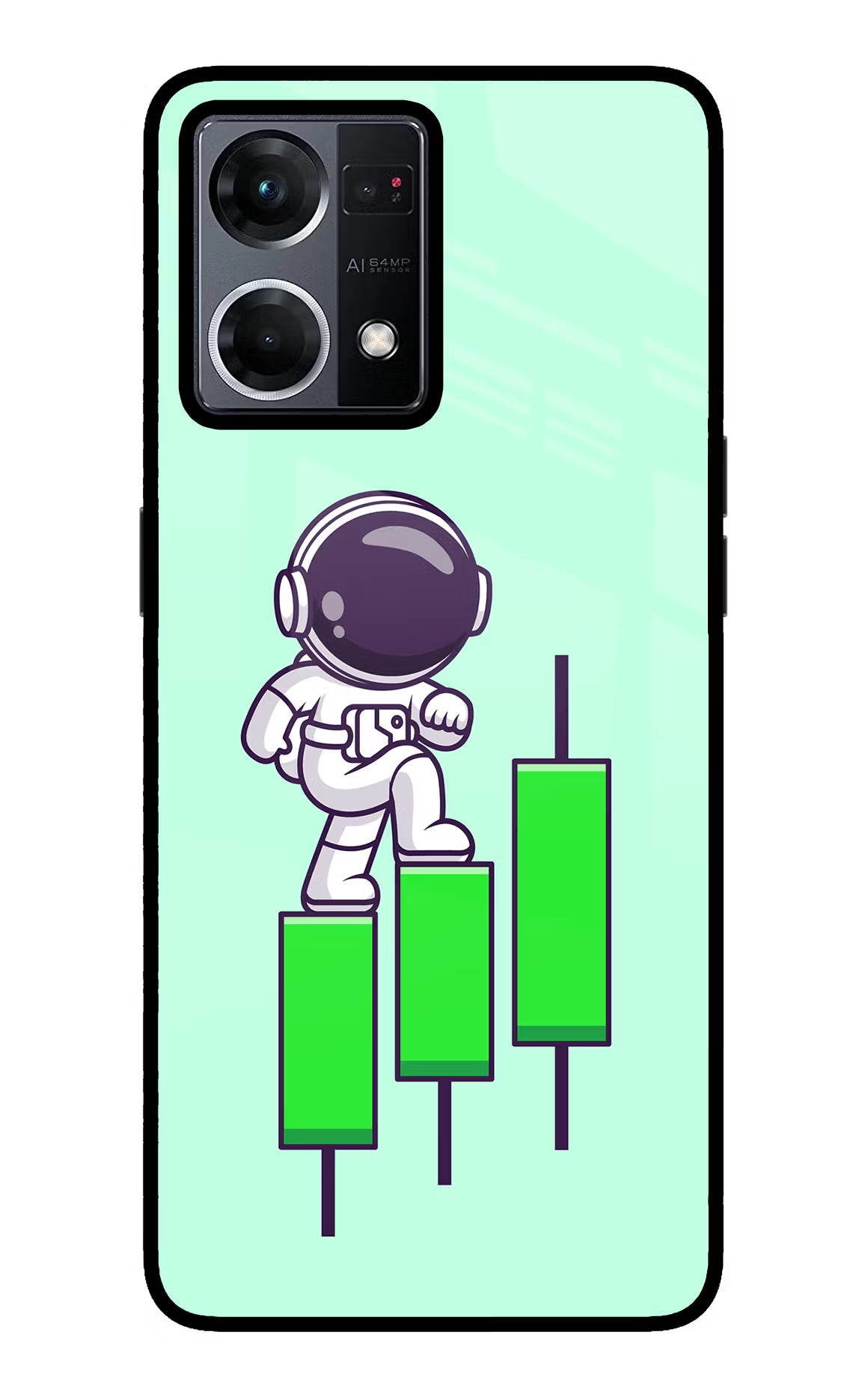 Astronaut Trader Oppo F21 Pro 4G Back Cover - Astronaut Trader Oppo F21 Pro 4G Glass Case Back Cover by Casekaro Astronaut Trader Oppo F21 Pro 4G Glass Case Back Cover by Casekaro