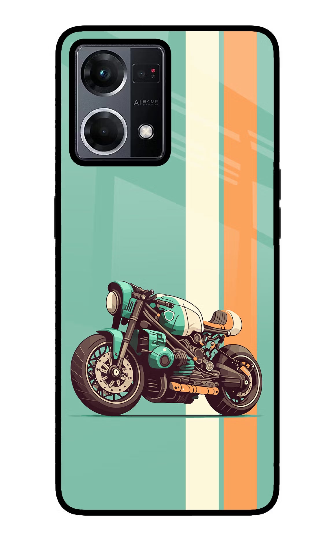 Striped Moto Drift Oppo F21 Pro 4G Back Cover - Striped Moto Drift Oppo F21 Pro 4G Glass Case Back Cover by Casekaro Striped Moto Drift Oppo F21 Pro 4G Glass Case Back Cover by Casekaro