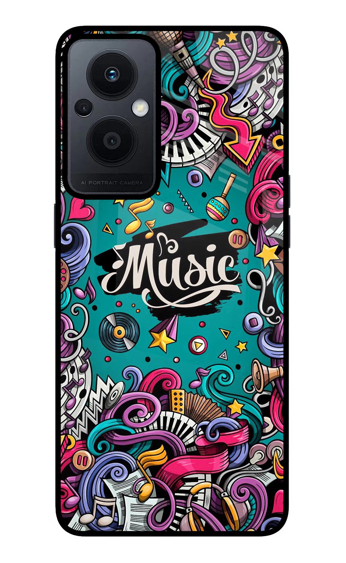Music Graffiti Oppo F21 Pro 5G Back Cover - Music Graffiti Oppo F21 Pro 5G Glass Case Back Cover by Casekaro Music Graffiti Oppo F21 Pro 5G Glass Case Back Cover by Casekaro