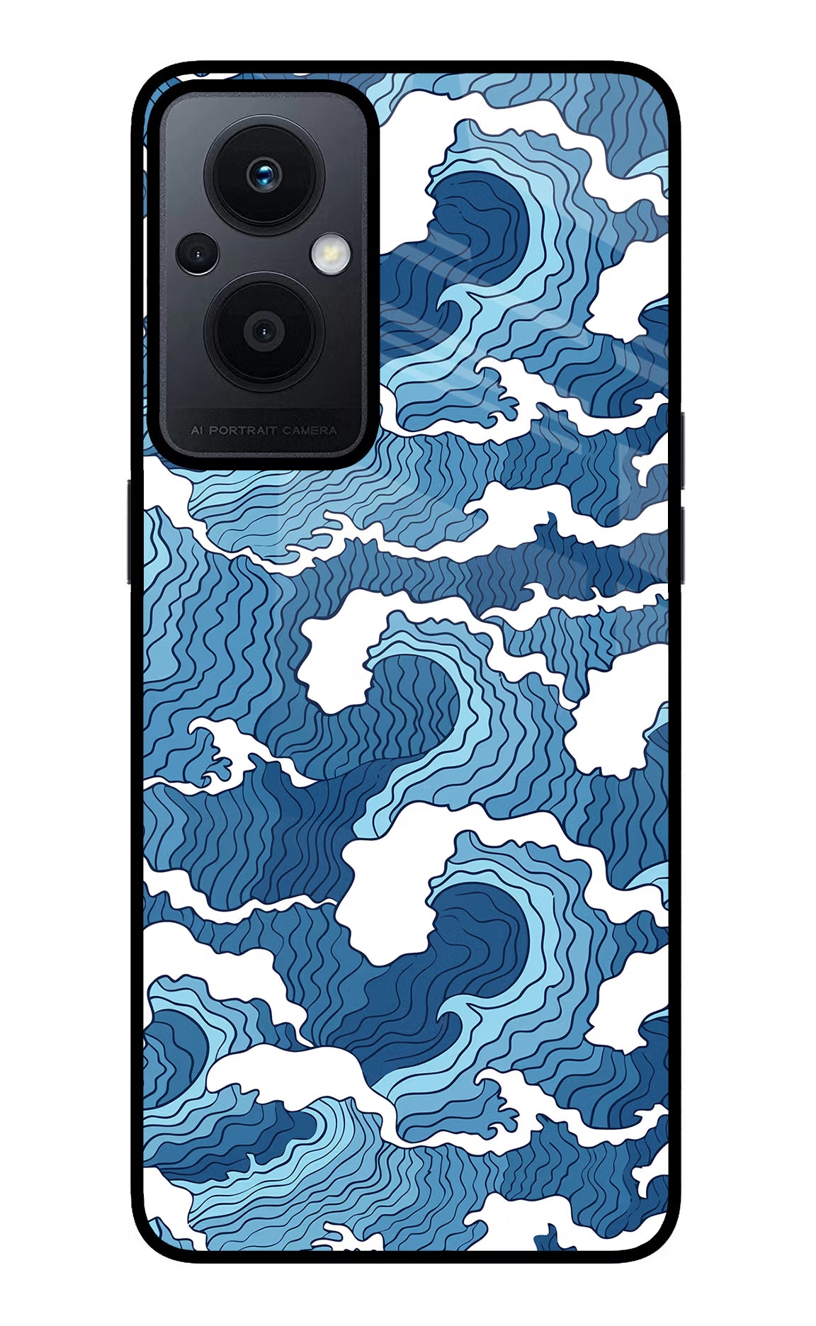 Blue Waves Oppo F21 Pro 5G Back Cover - Blue Waves Oppo F21 Pro 5G Glass Case Back Cover by Casekaro Blue Waves Oppo F21 Pro 5G Glass Case Back Cover by Casekaro