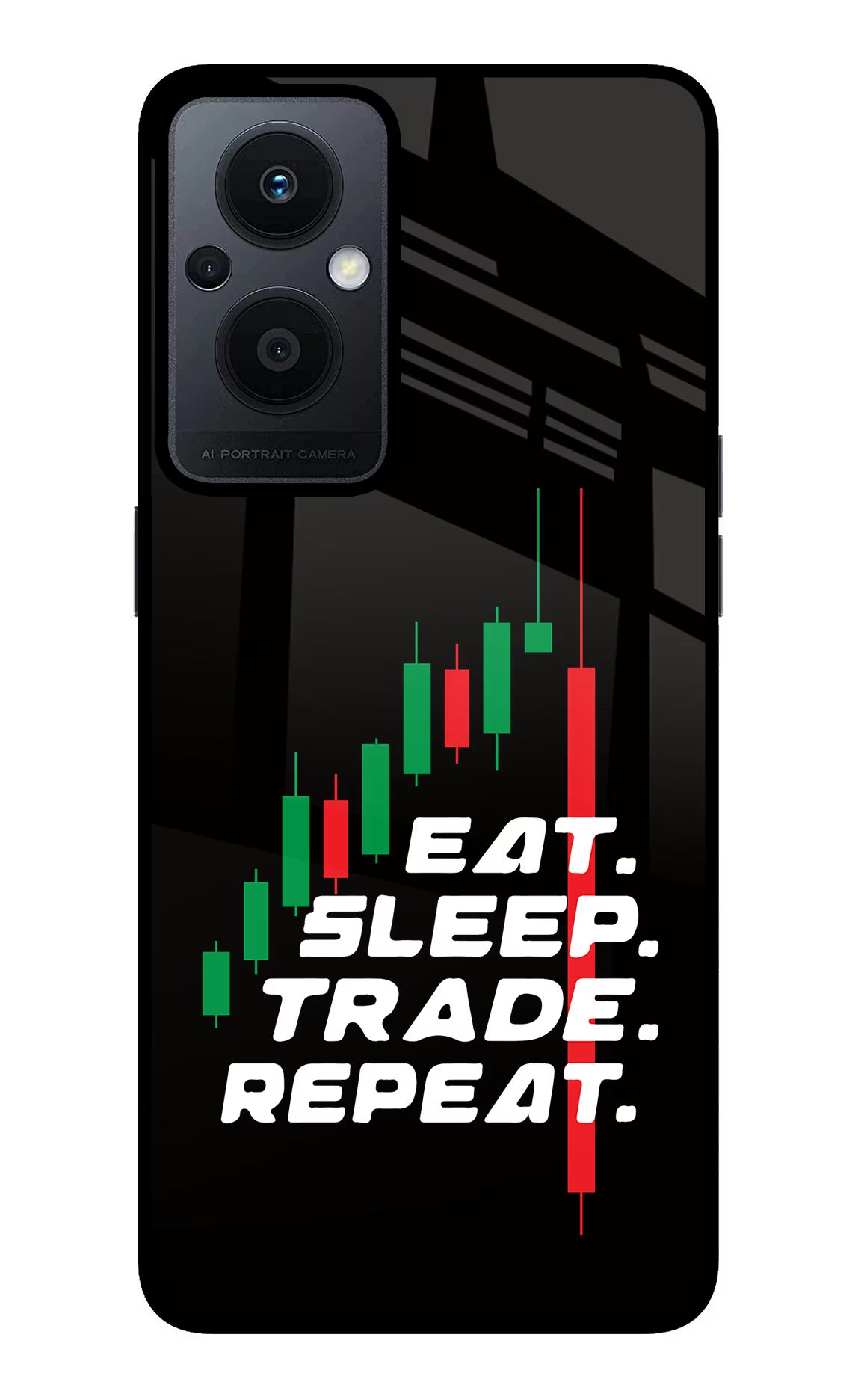 Eat Sleep Trade Repeat Oppo F21 Pro 5G Back Cover - Eat Sleep Trade Repeat Oppo F21 Pro 5G Glass Case Back Cover by Casekaro Eat Sleep Trade Repeat Oppo F21 Pro 5G Glass Case Back Cover by Casekaro