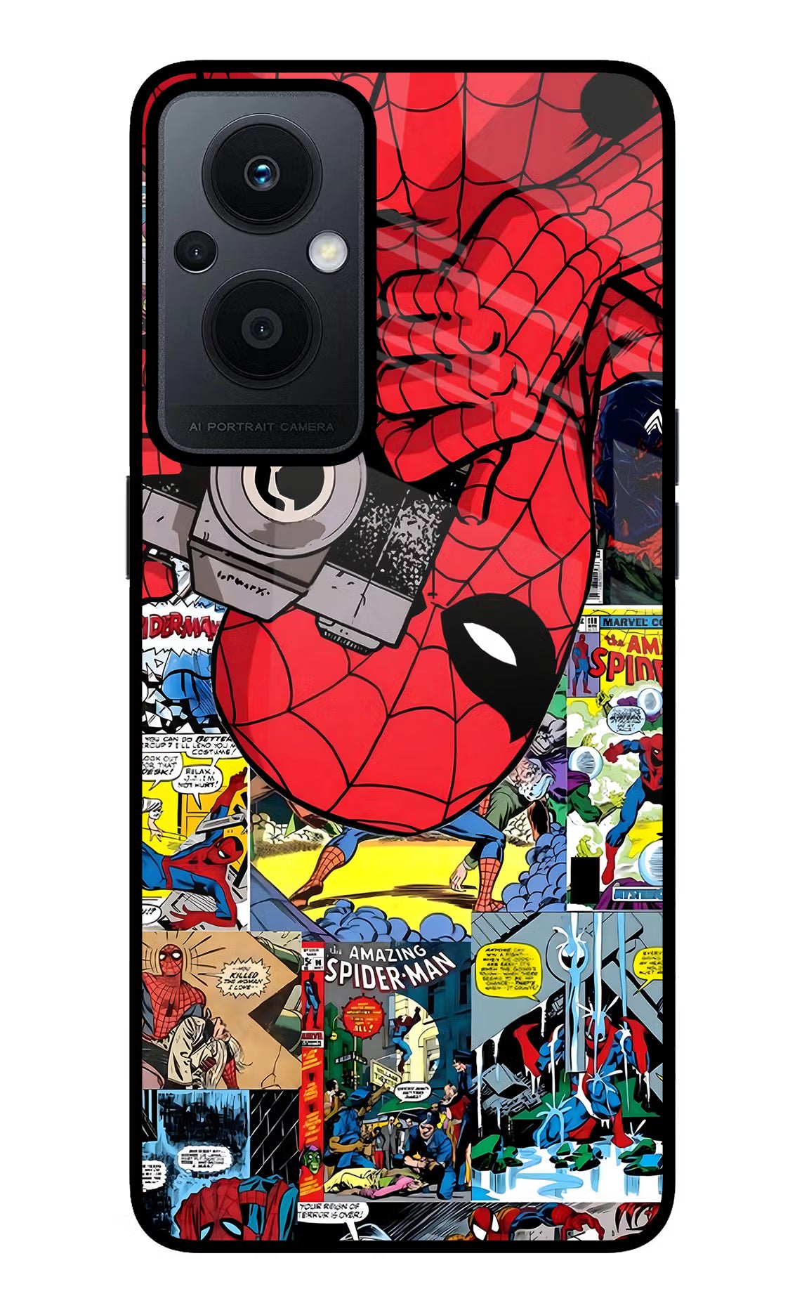 Spider Man Oppo F21 Pro 5G Back Cover - Spider Man Oppo F21 Pro 5G Glass Case Back Cover by Casekaro Spider Man Oppo F21 Pro 5G Glass Case Back Cover by Casekaro