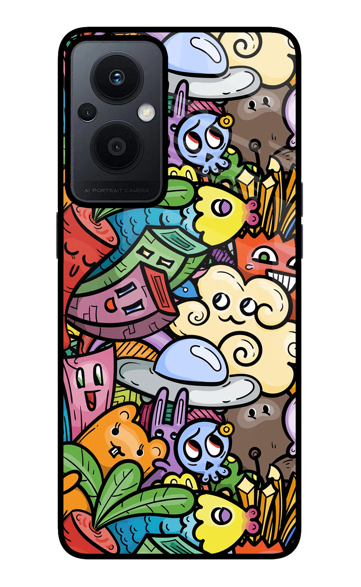Veggie Doodle Oppo F21 Pro 5G Back Cover - Veggie Doodle Oppo F21 Pro 5G Glass Case Back Cover by Casekaro Veggie Doodle Oppo F21 Pro 5G Glass Case Back Cover by Casekaro