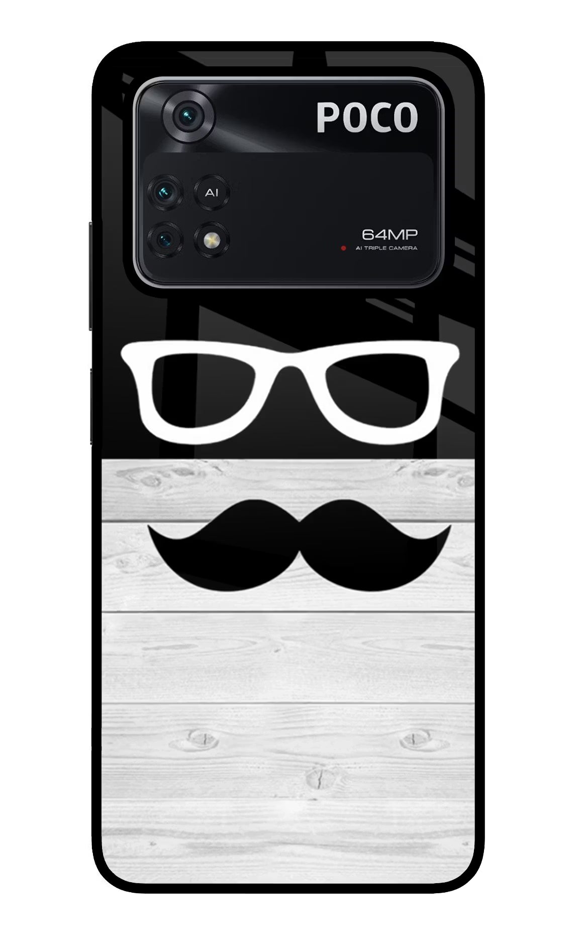 Mustache Poco M4 Pro 4G Glass Case - Mustache Poco M4 Pro 4G Glass Case Mustache Poco M4 Pro 4G Glass Case