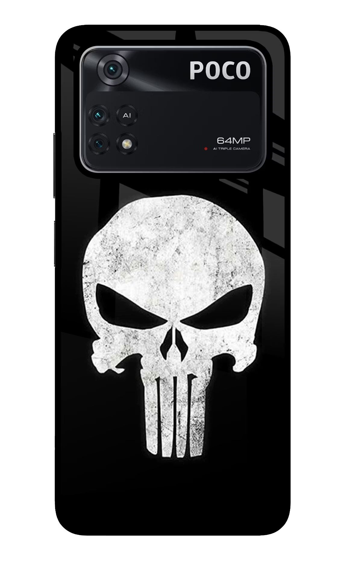 Punisher Skull Poco M4 Pro 4G Glass Case - Punisher Skull Poco M4 Pro 4G Glass Case Punisher Skull Poco M4 Pro 4G Glass Case