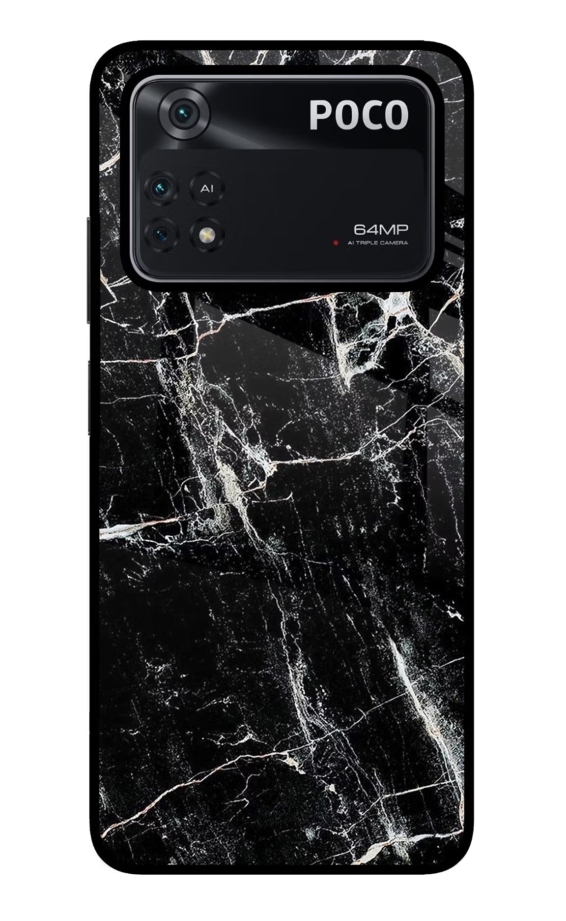Black Marble Texture Poco M4 Pro 4G Glass Case - Black Marble Texture Poco M4 Pro 4G Glass Case Black Marble Texture Poco M4 Pro 4G Glass Case