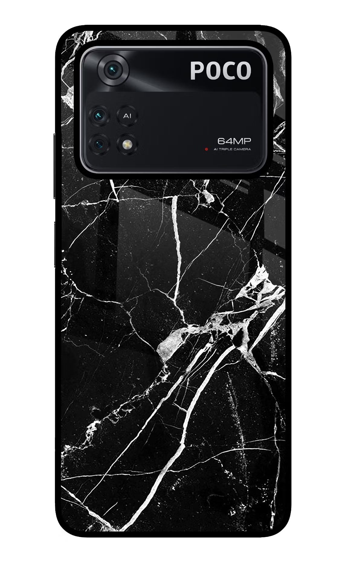 Black Marble Pattern Poco M4 Pro 4G Glass Case - Black Marble Pattern Poco M4 Pro 4G Glass Case Black Marble Pattern Poco M4 Pro 4G Glass Case