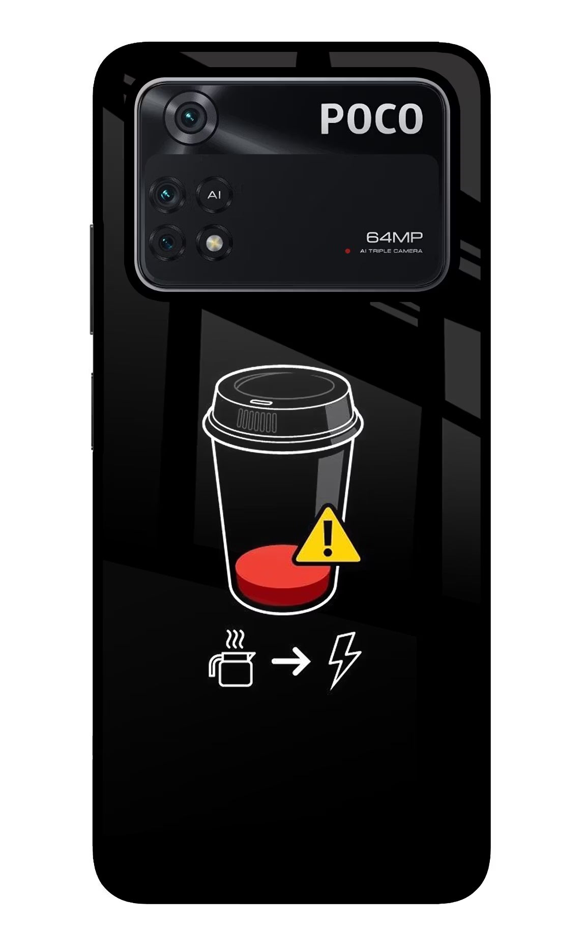 Coffee Poco M4 Pro 4G Glass Case - Coffee Poco M4 Pro 4G Glass Case Coffee Poco M4 Pro 4G Glass Case