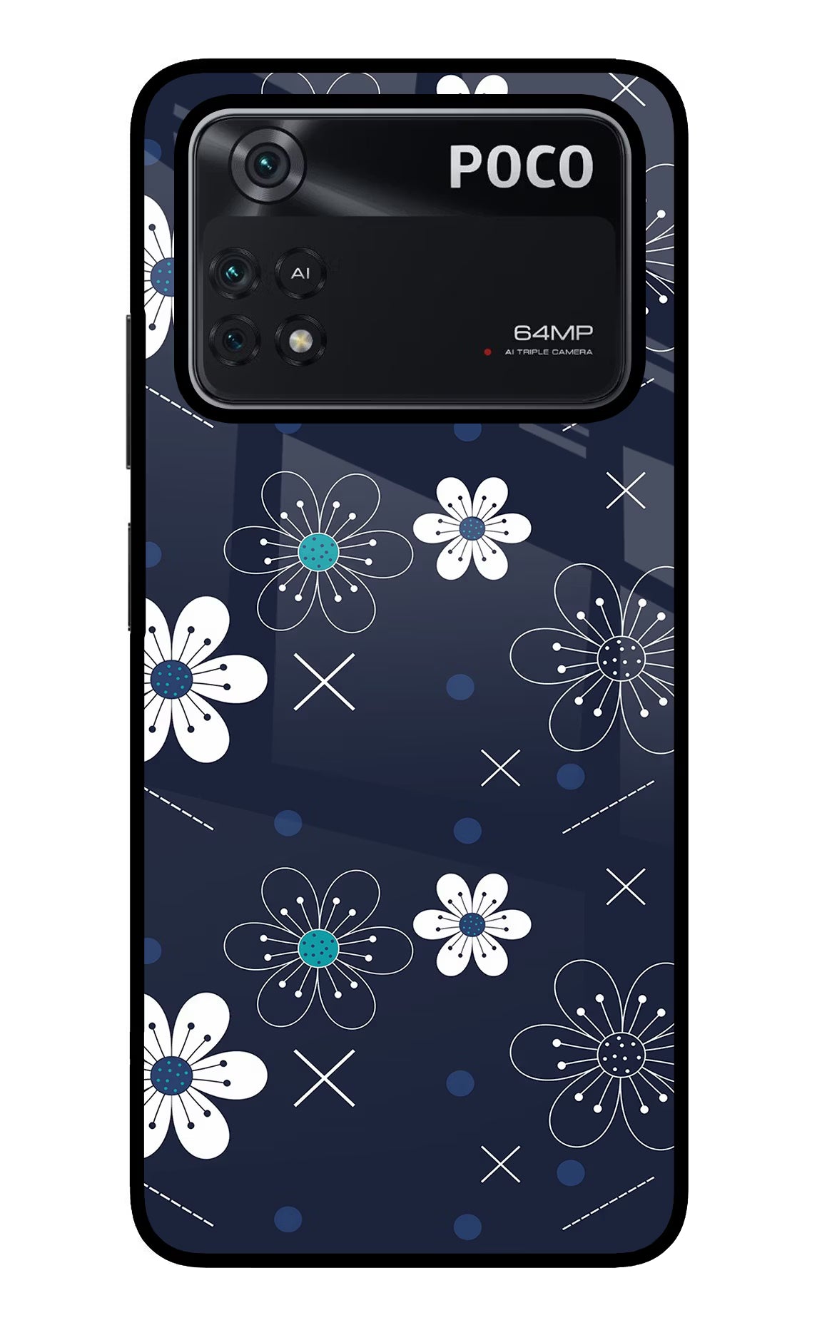 Flowers Poco M4 Pro 4G Glass Case - Flowers Poco M4 Pro 4G Glass Case Flowers Poco M4 Pro 4G Glass Case