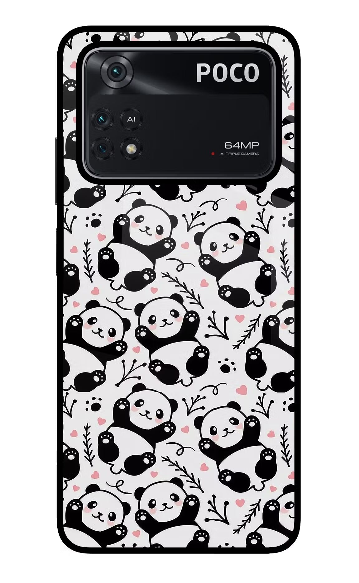 Cute Panda Poco M4 Pro 4G Glass Case - Cute Panda Poco M4 Pro 4G Glass Case Cute Panda Poco M4 Pro 4G Glass Case
