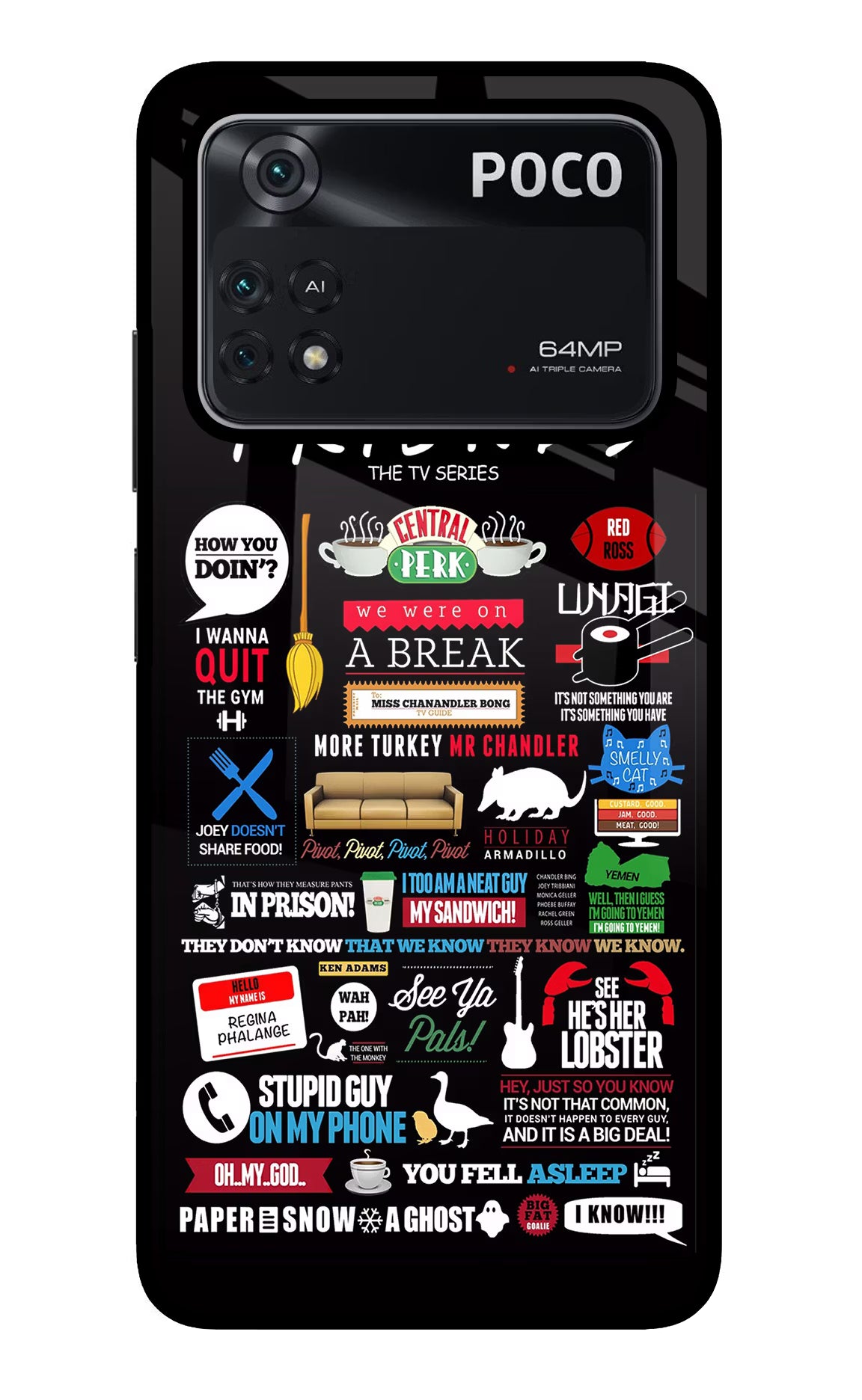 FRIENDS Poco M4 Pro 4G Glass Case - FRIENDS Poco M4 Pro 4G Glass Case FRIENDS Poco M4 Pro 4G Glass Case