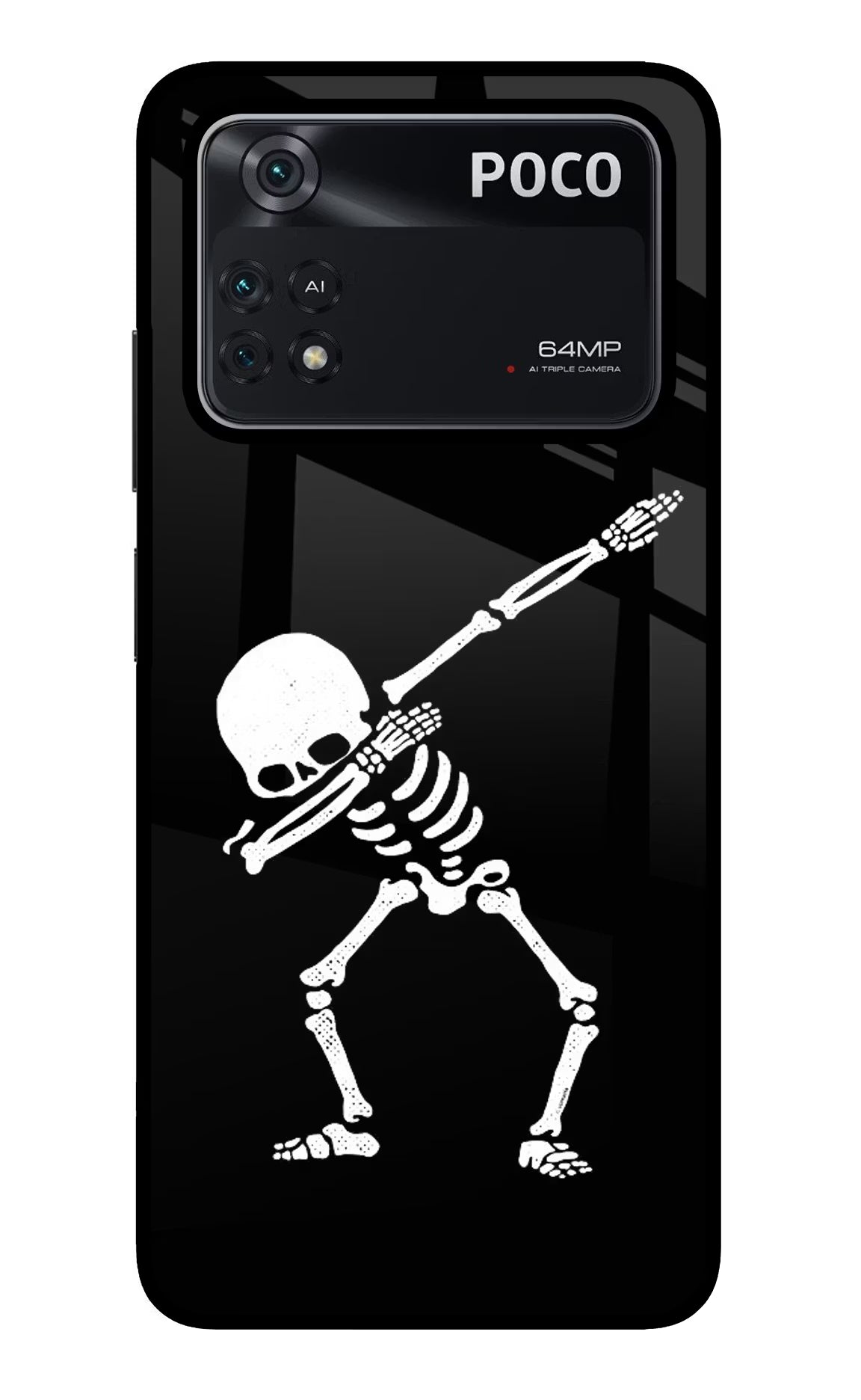 Dabbing Skeleton Art Poco M4 Pro 4G Glass Case - Dabbing Skeleton Art Poco M4 Pro 4G Glass Case Dabbing Skeleton Art Poco M4 Pro 4G Glass Case