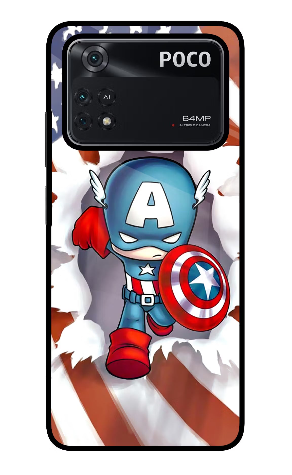 Captain America Poco M4 Pro 4G Glass Case - Captain America Poco M4 Pro 4G Glass Case Captain America Poco M4 Pro 4G Glass Case
