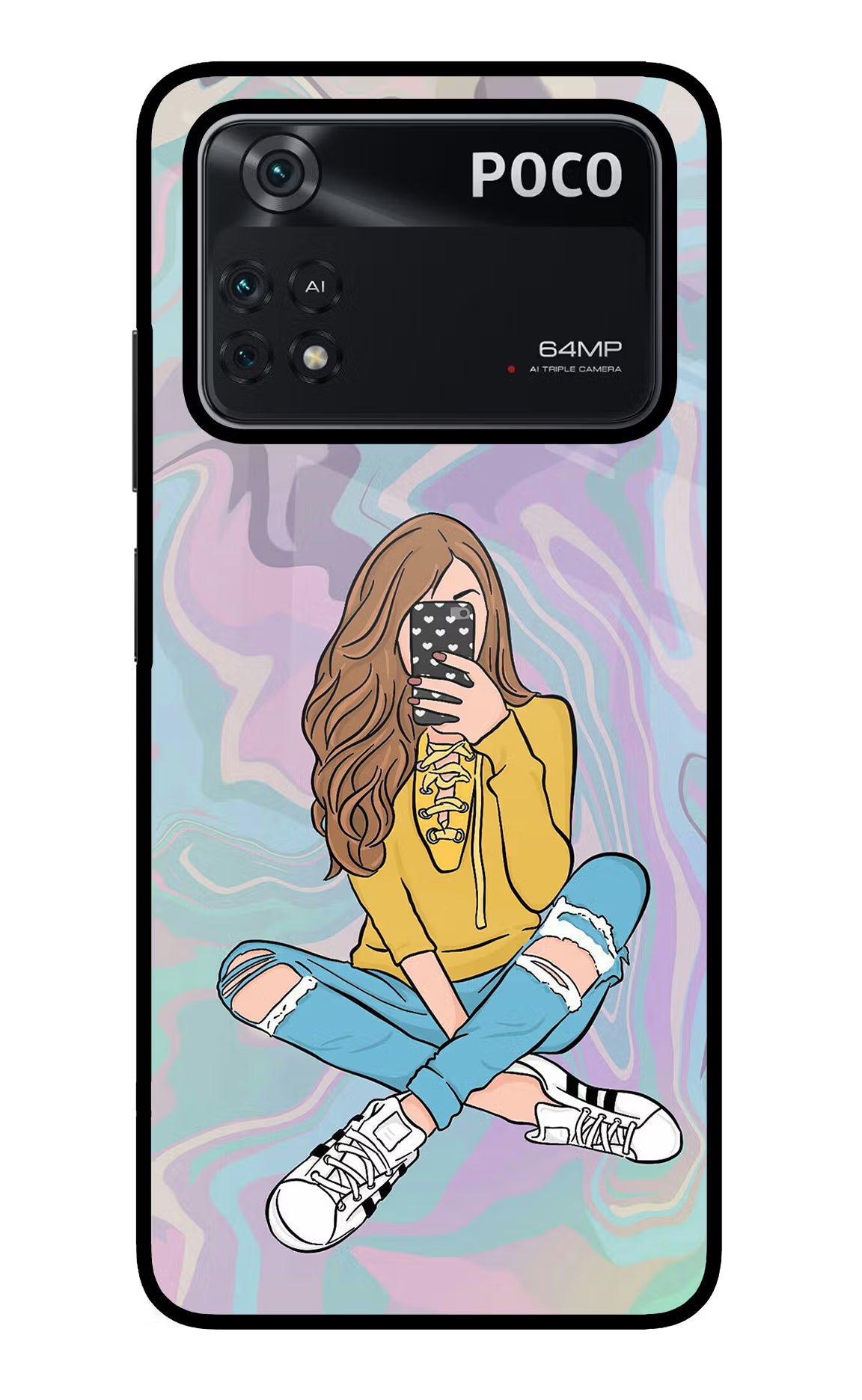 Selfie Girl Poco M4 Pro 4G Glass Case - Selfie Girl Poco M4 Pro 4G Glass Case Selfie Girl Poco M4 Pro 4G Glass Case