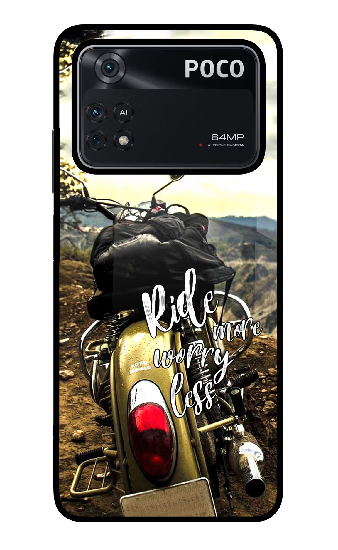 Ride More Worry Less Poco M4 Pro 4G Glass Case - Ride More Worry Less Poco M4 Pro 4G Glass Case Ride More Worry Less Poco M4 Pro 4G Glass Case