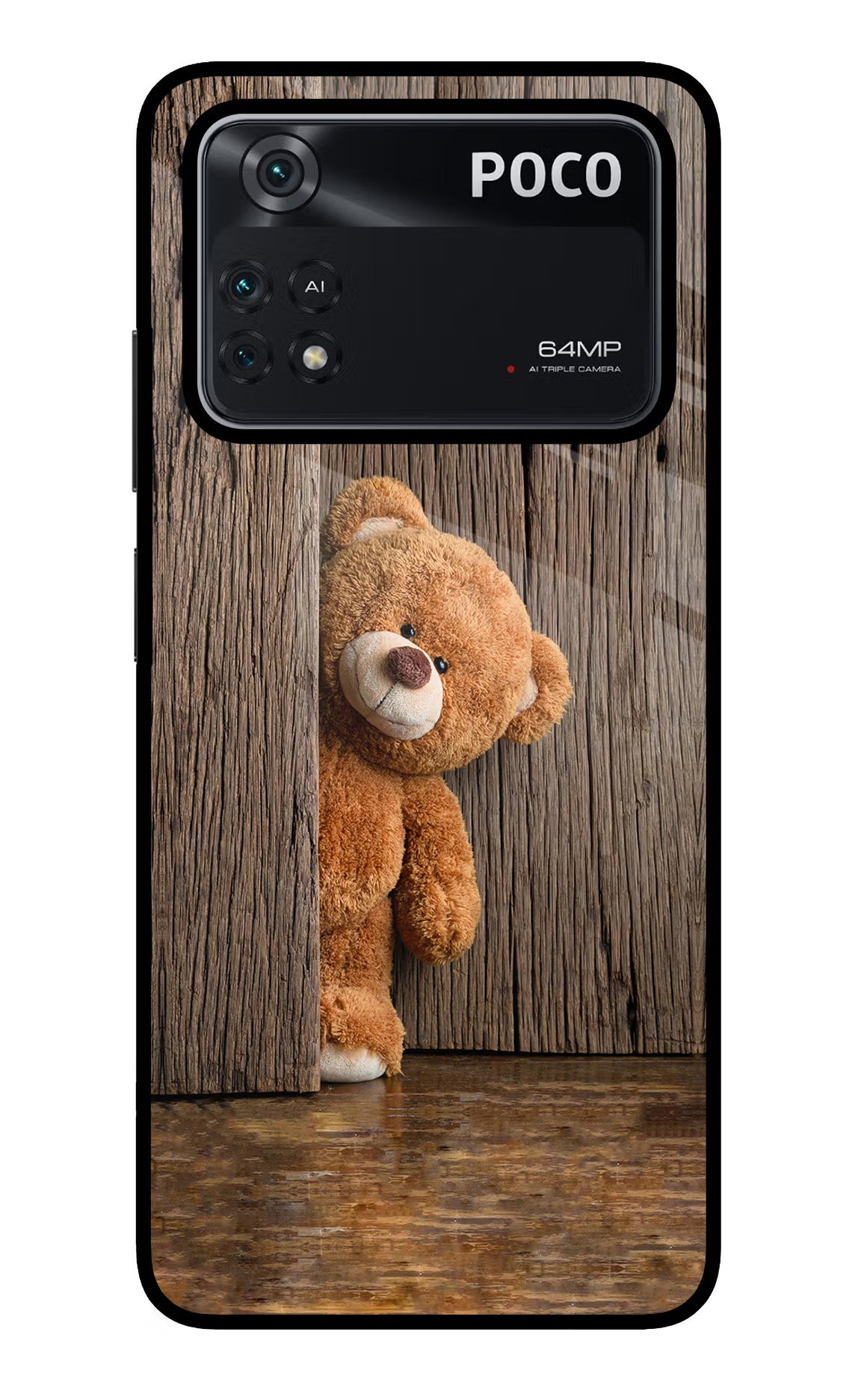 Teddy Wooden Poco M4 Pro 4G Glass Case - Teddy Wooden Poco M4 Pro 4G Glass Case Teddy Wooden Poco M4 Pro 4G Glass Case