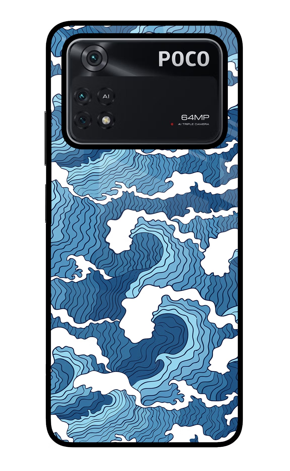Blue Waves Poco M4 Pro 4G Glass Case - Blue Waves Poco M4 Pro 4G Glass Case Blue Waves Poco M4 Pro 4G Glass Case