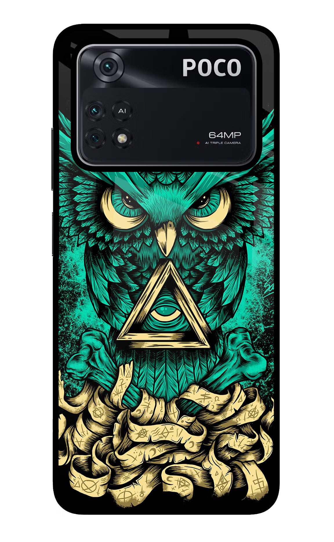 Green Owl Poco M4 Pro 4G Glass Case - Green Owl Poco M4 Pro 4G Glass Case Green Owl Poco M4 Pro 4G Glass Case