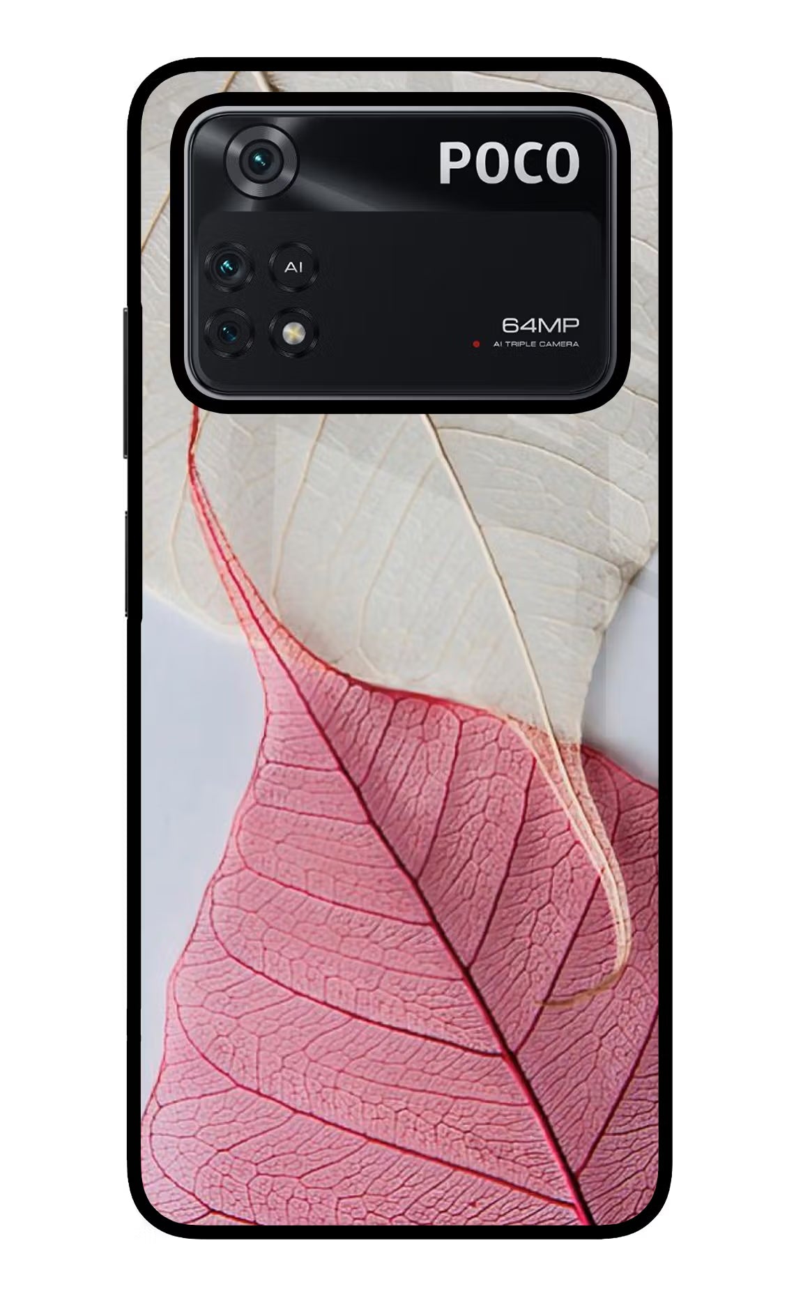 White Pink Leaf Poco M4 Pro 4G Glass Case - White Pink Leaf Poco M4 Pro 4G Glass Case White Pink Leaf Poco M4 Pro 4G Glass Case