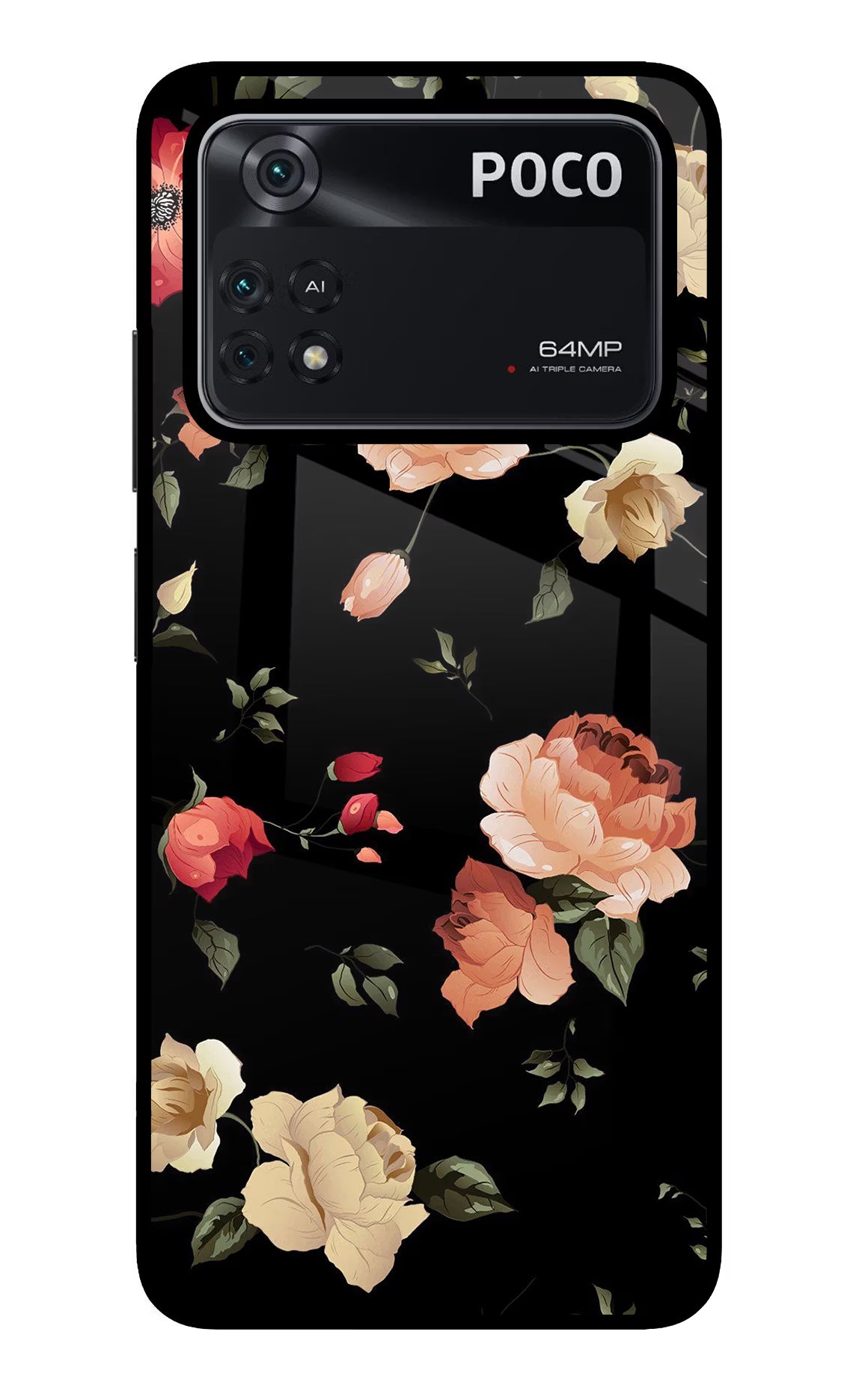 Flowers Poco M4 Pro 4G Glass Case - Flowers Poco M4 Pro 4G Glass Case Flowers Poco M4 Pro 4G Glass Case