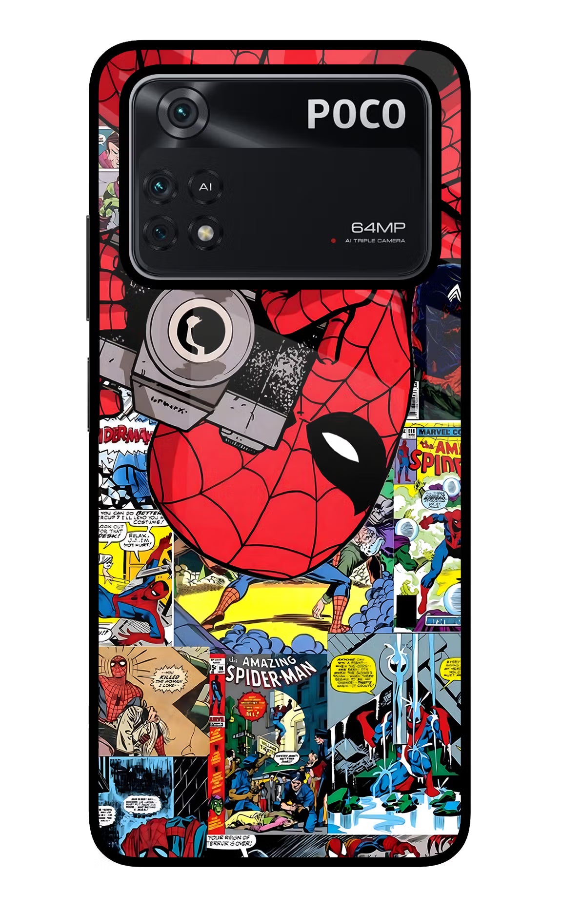 Spider Man Poco M4 Pro 4G Glass Case - Spider Man Poco M4 Pro 4G Glass Case Spider Man Poco M4 Pro 4G Glass Case
