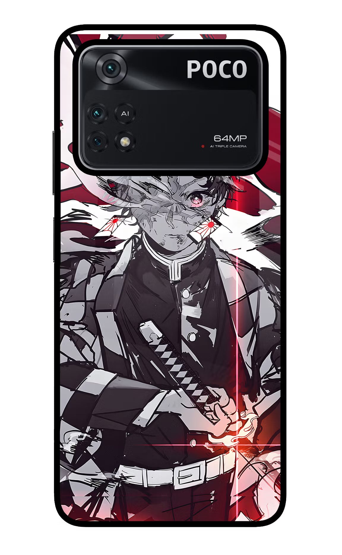 Demon Slayer Poco M4 Pro 4G Glass Case - Demon Slayer Poco M4 Pro 4G Glass Case Demon Slayer Poco M4 Pro 4G Glass Case