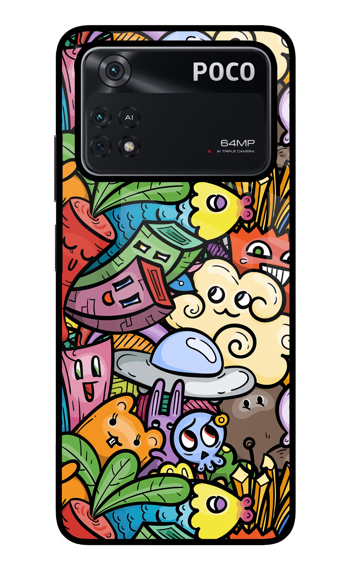 Veggie Doodle Poco M4 Pro 4G Glass Case - Veggie Doodle Poco M4 Pro 4G Glass Case Veggie Doodle Poco M4 Pro 4G Glass Case