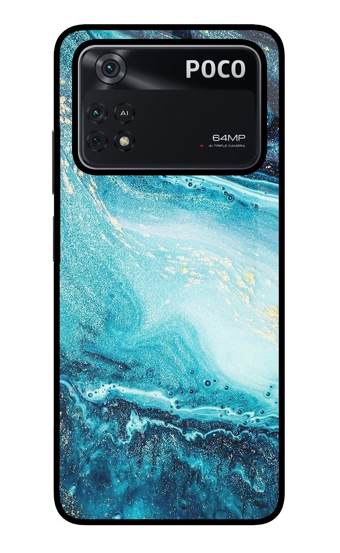 Blue Glitter Marble Poco M4 Pro 4G Glass Case - Blue Glitter Marble Poco M4 Pro 4G Glass Case Blue Glitter Marble Poco M4 Pro 4G Glass Case