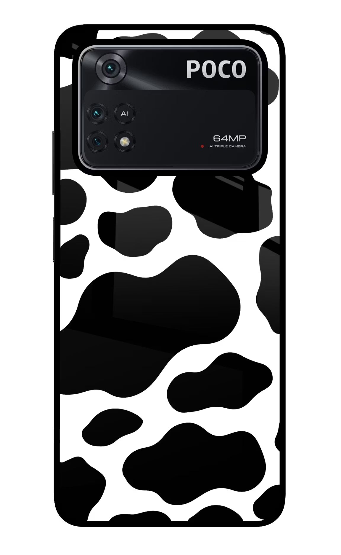 Cow Spots Poco M4 Pro 4G Glass Case - Cow Spots Poco M4 Pro 4G Glass Case Cow Spots Poco M4 Pro 4G Glass Case
