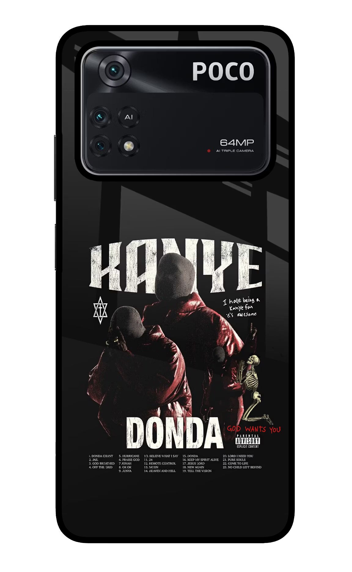 Donda Kanye West Poco M4 Pro 4G Glass Case - Donda Kanye West Poco M4 Pro 4G Glass Case Donda Kanye West Poco M4 Pro 4G Glass Case