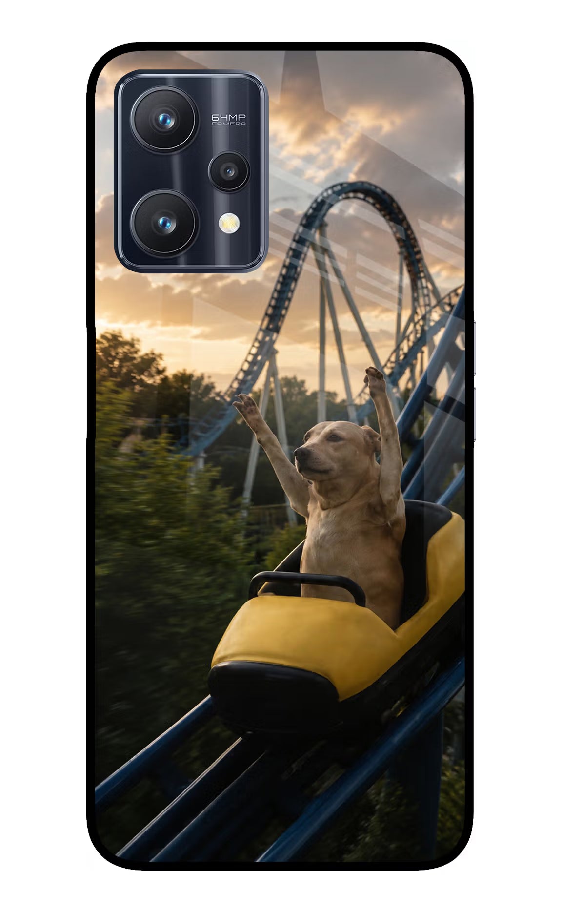 Rollercoaster Dog Realme 9 Pro 5G Glass Case - Rollercoaster Dog Realme 9 Pro 5G Glass Case Rollercoaster Dog Realme 9 Pro 5G Glass Case