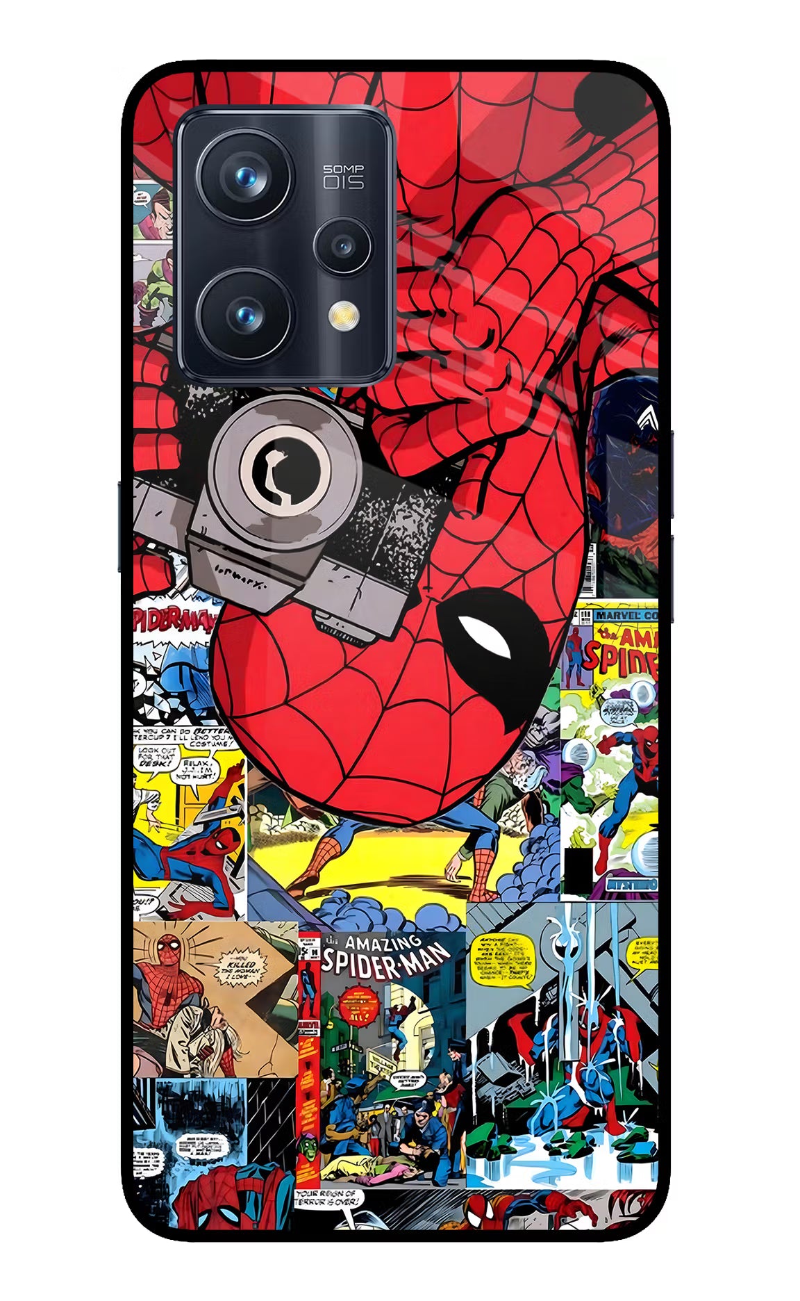 Spider Man Realme 9 Pro+ 5G Glass Case - Spider Man Realme 9 Pro+ 5G Glass Case Spider Man Realme 9 Pro+ 5G Glass Case