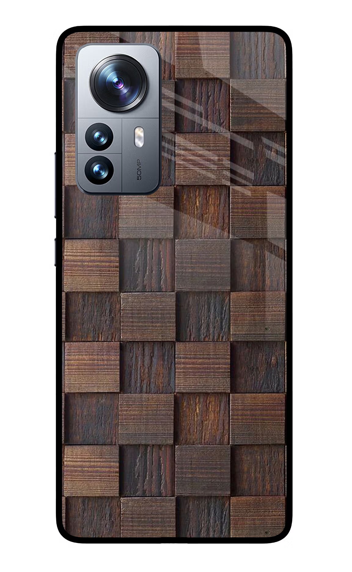 Wooden Cube Design Mi 12 Pro 5G Back Cover - Wooden Cube Design Mi 12 Pro 5G Glass Case Back Cover by Casekaro Wooden Cube Design Mi 12 Pro 5G Glass Case Back Cover by Casekaro