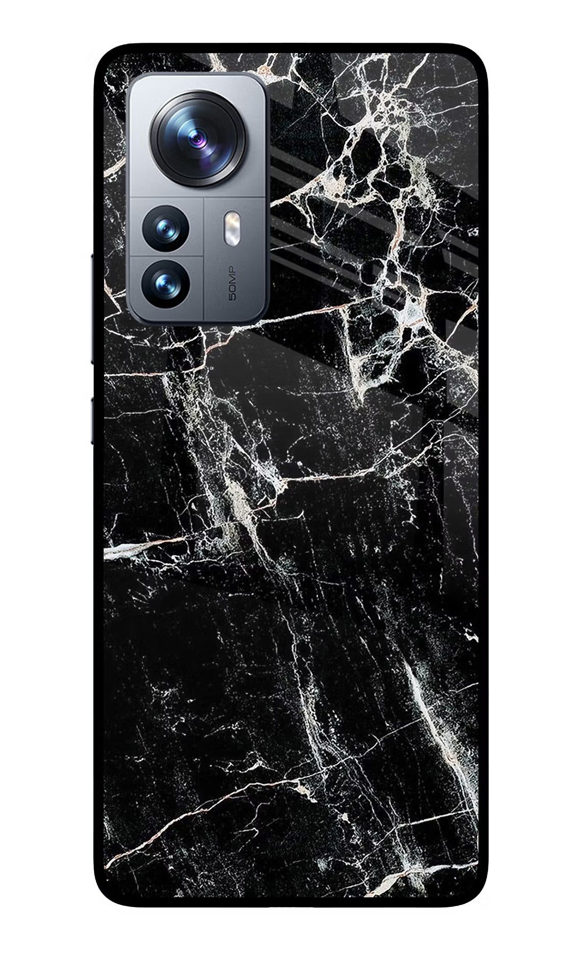 Black Marble Texture Mi 12 Pro 5G Glass Case - Black Marble Texture Mi 12 Pro 5G Glass Case Black Marble Texture Mi 12 Pro 5G Glass Case