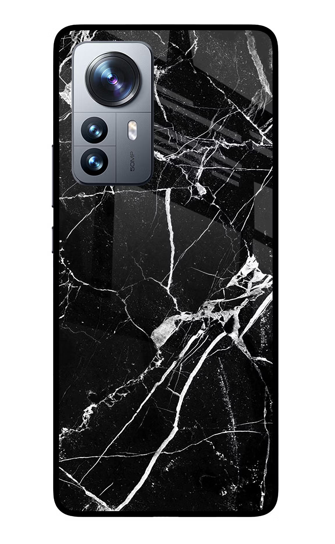 Black Marble Pattern Mi 12 Pro 5G Back Cover - Black Marble Pattern Mi 12 Pro 5G Glass Case Back Cover by Casekaro Black Marble Pattern Mi 12 Pro 5G Glass Case Back Cover by Casekaro