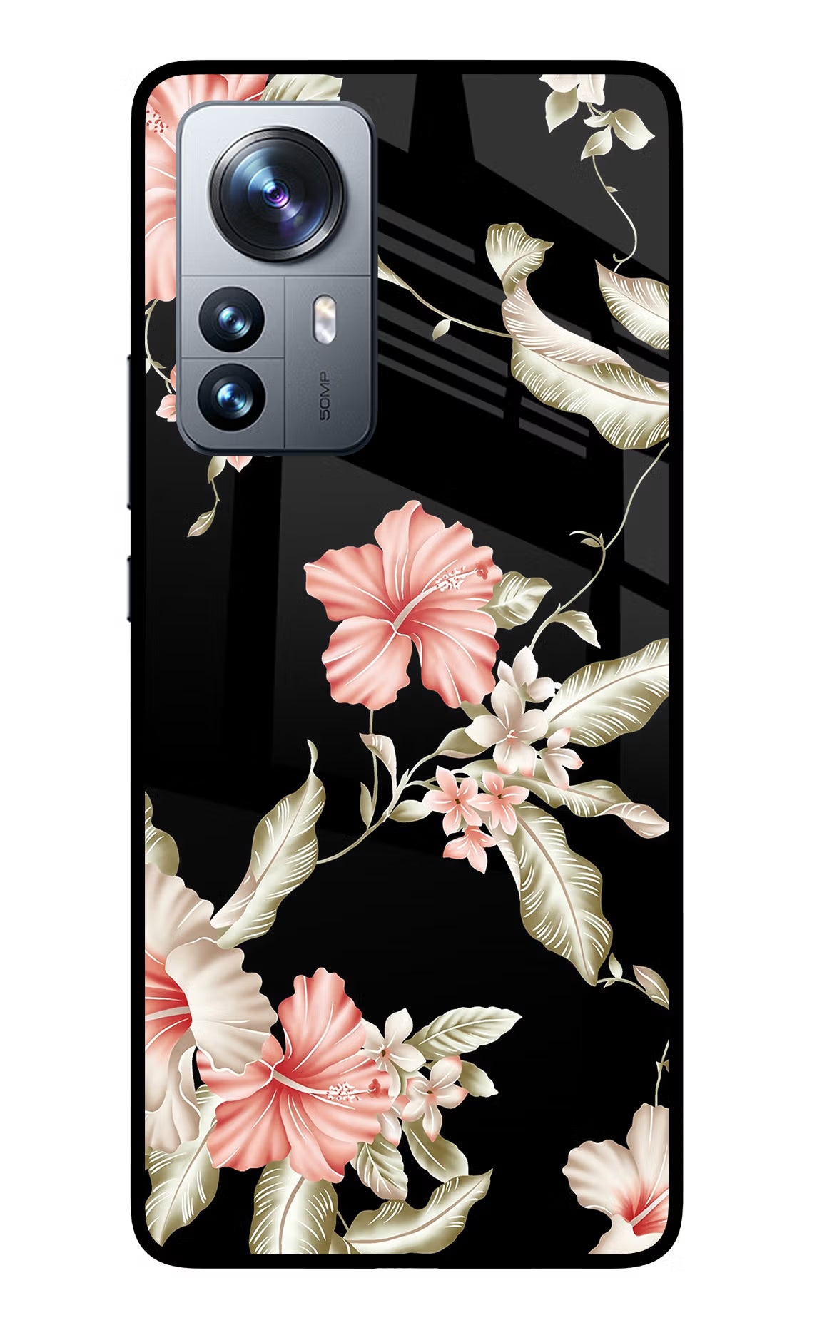 Flowers Mi 12 Pro 5G Back Cover - Flowers Mi 12 Pro 5G Glass Case Back Cover by Casekaro Flowers Mi 12 Pro 5G Glass Case Back Cover by Casekaro
